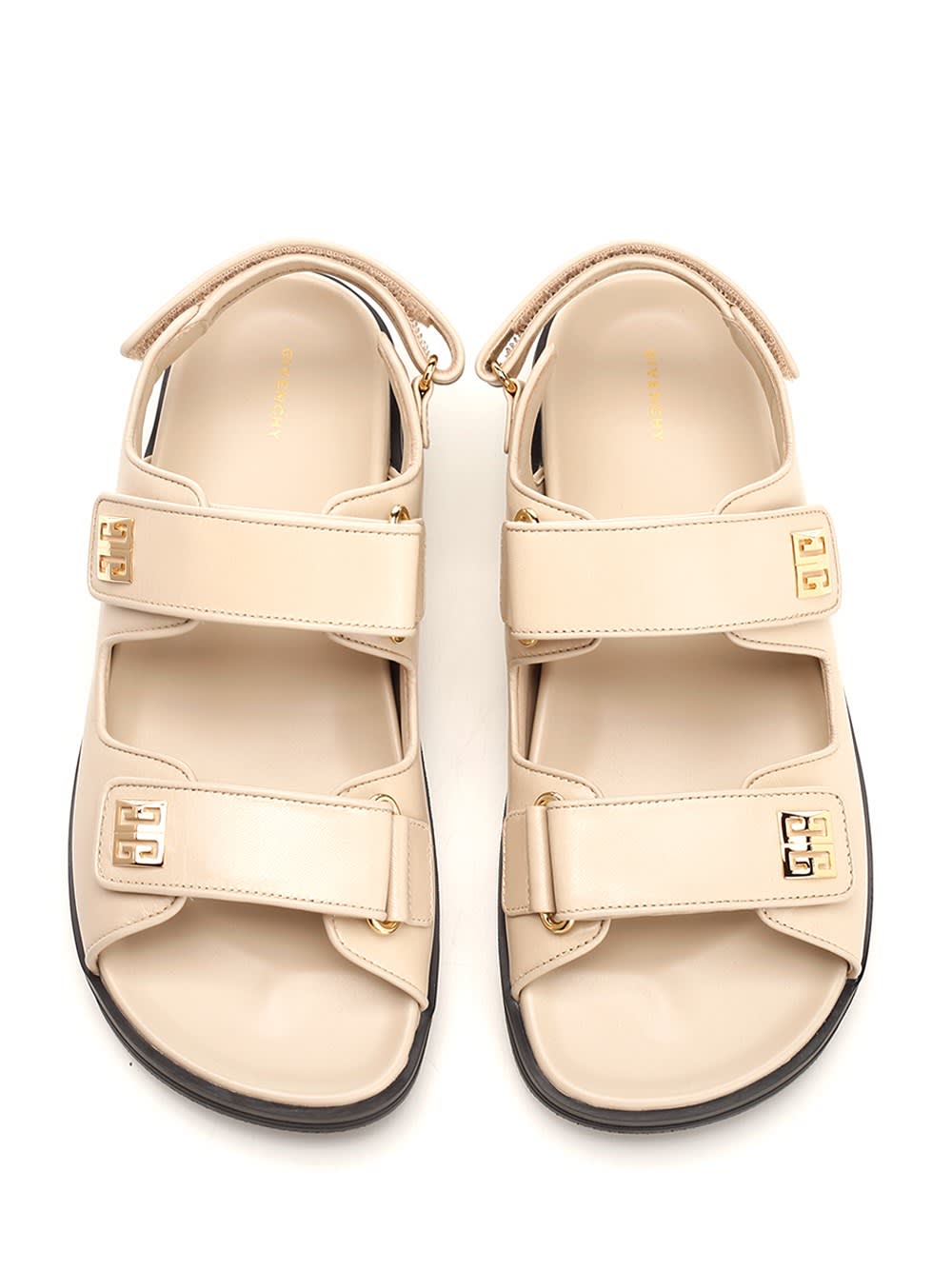 Shop Givenchy Ivory Leather Sandals In Beige