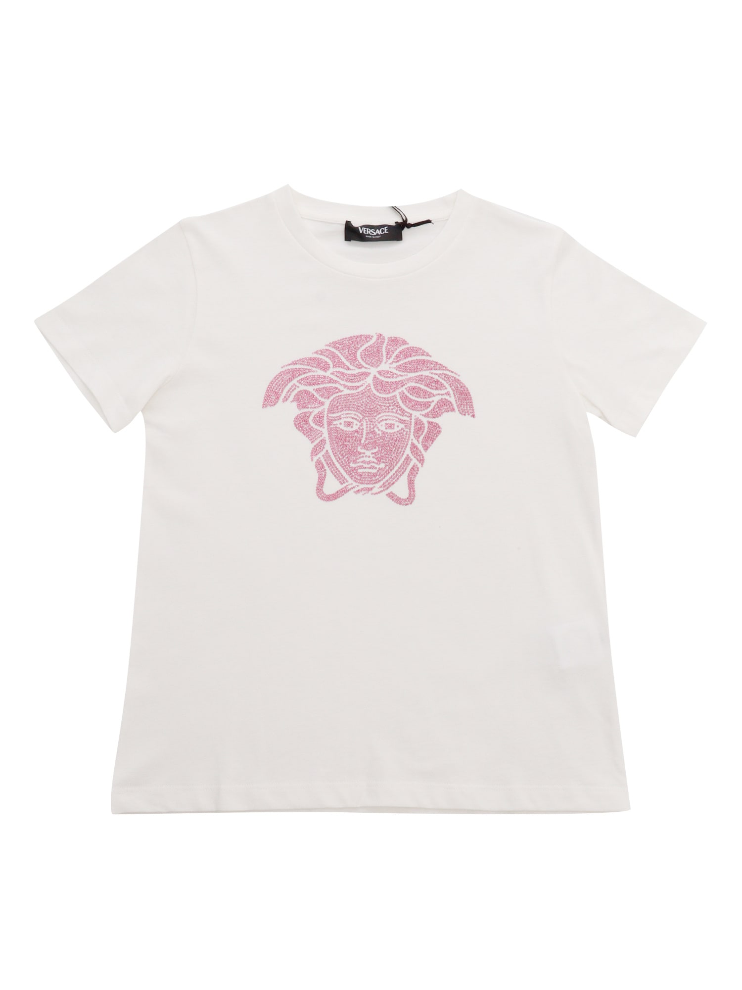 Versace Kids' T-shirt With Medusa Logo In White