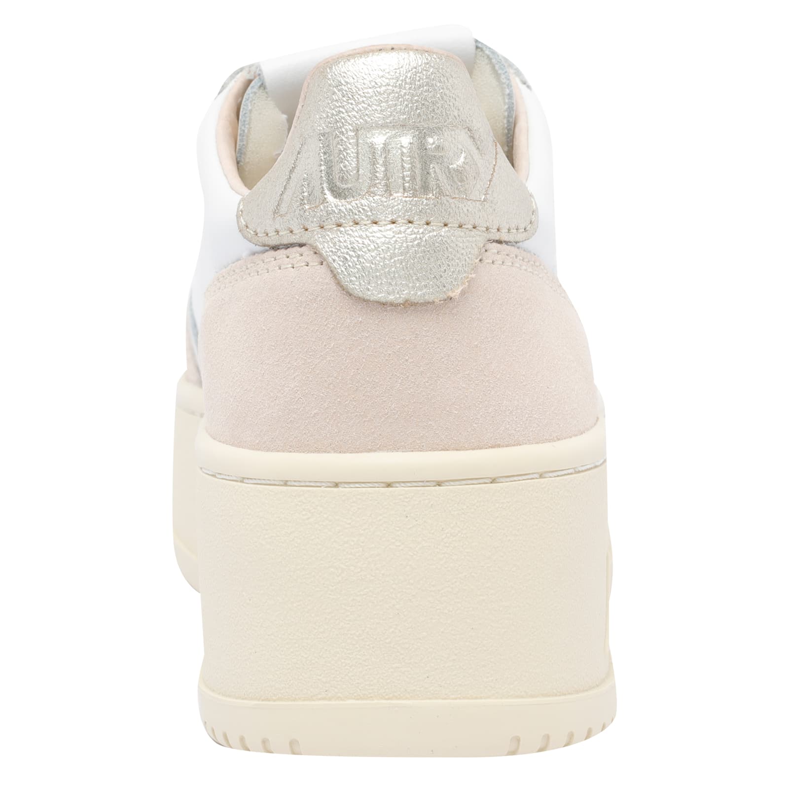 Autry Platinum And White Suede And Leather Medalist Platform Sneakers In Neutral