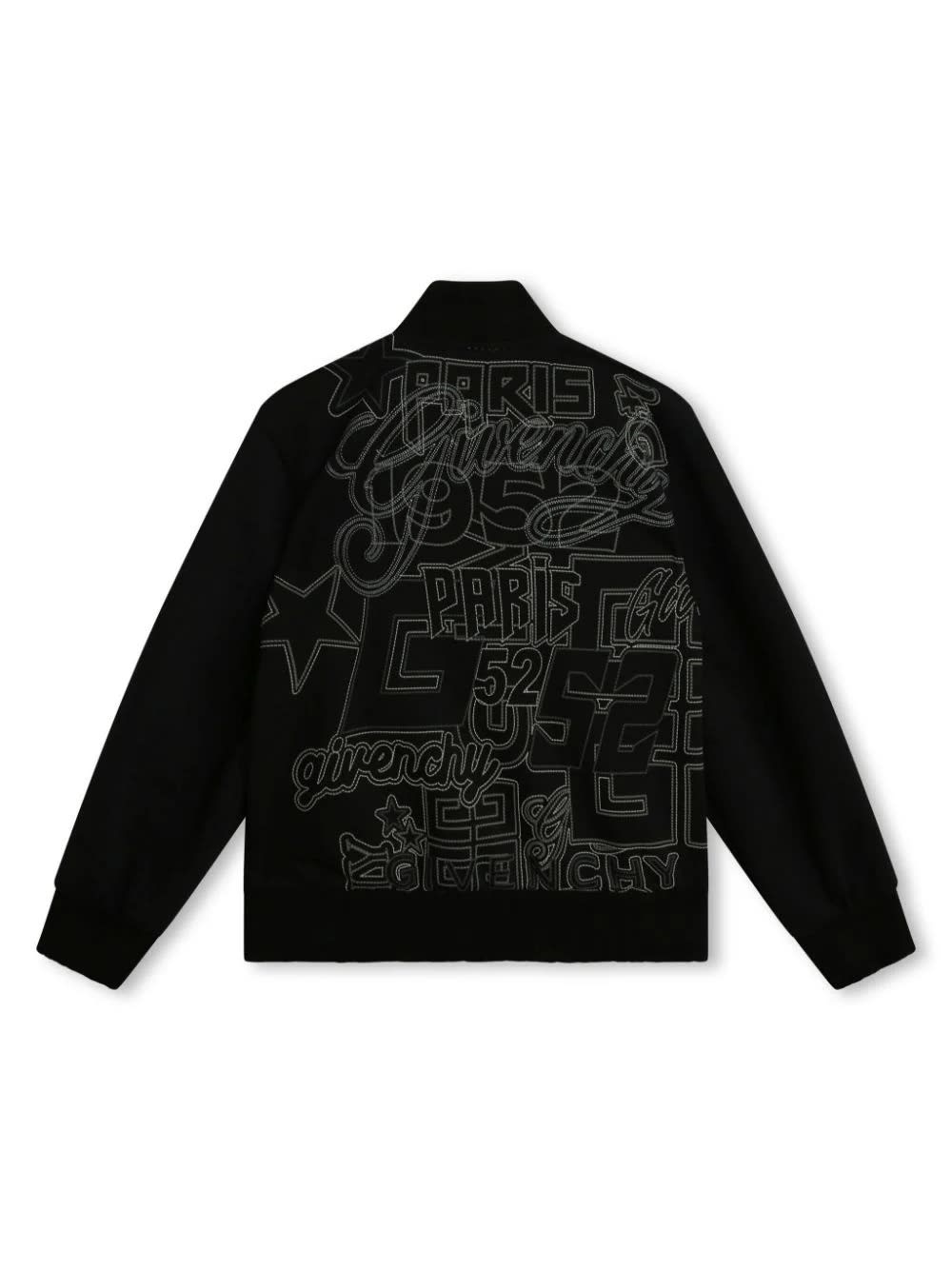 Shop Givenchy Black Bomber Jacket With All-over Embroidery