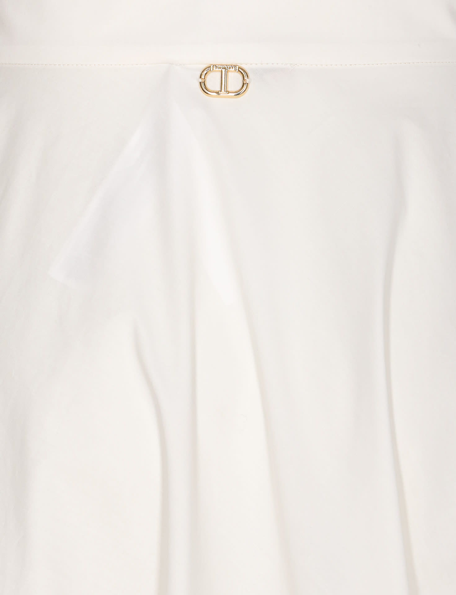 Twinset Twin-set Flared Cotton Poplin Sangallo Skirt In White