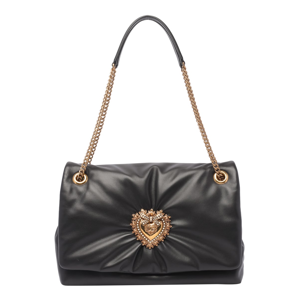 Dolce & Gabbana Medium Devotion Soft Shoulder Bag In Nero