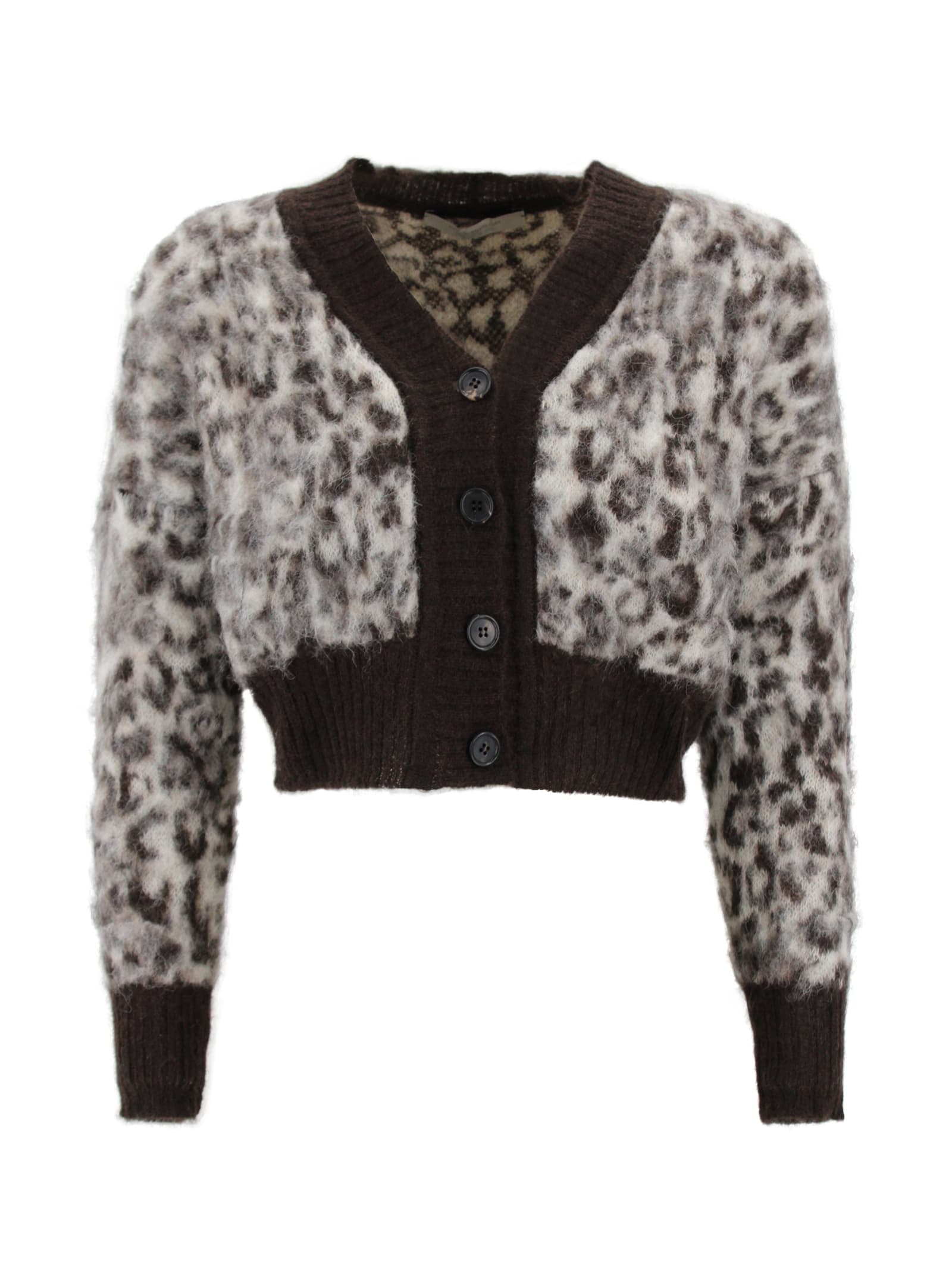 D Exterior Short Animal Print Cardigan In Animal Print