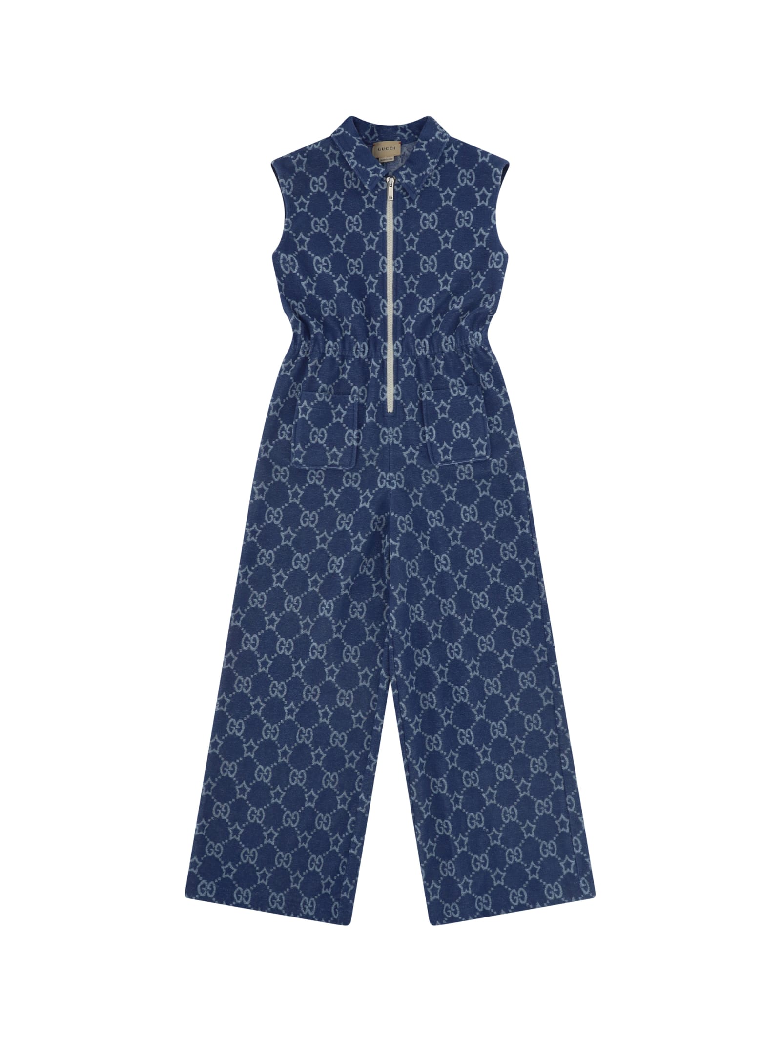 Shop Gucci Jumpsuit Dress For Girl In Avio