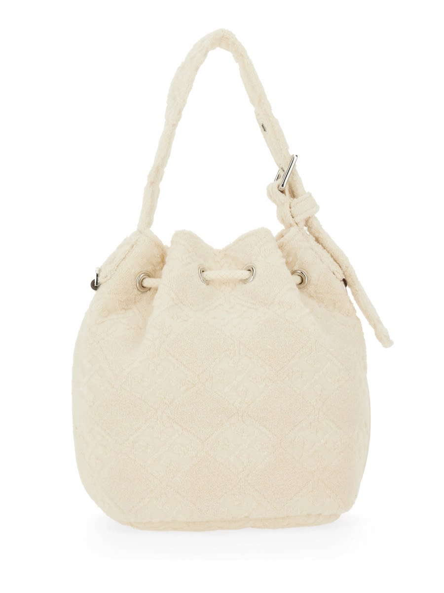 Tory Burch Oversized T Monogram Bucket Bag In White