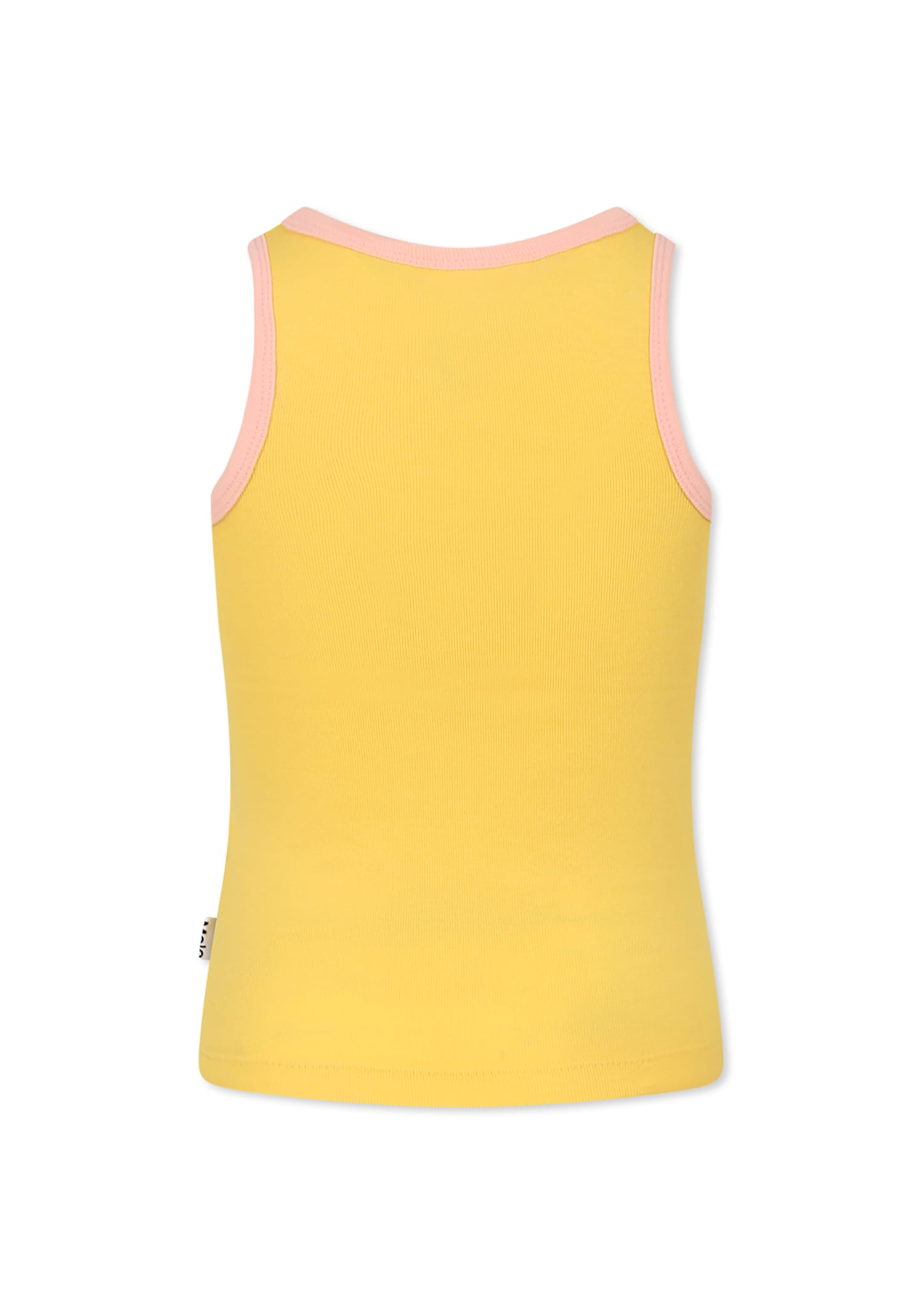 Molo Yellow Tank Top For Girl With Strawberry Print In Yellow