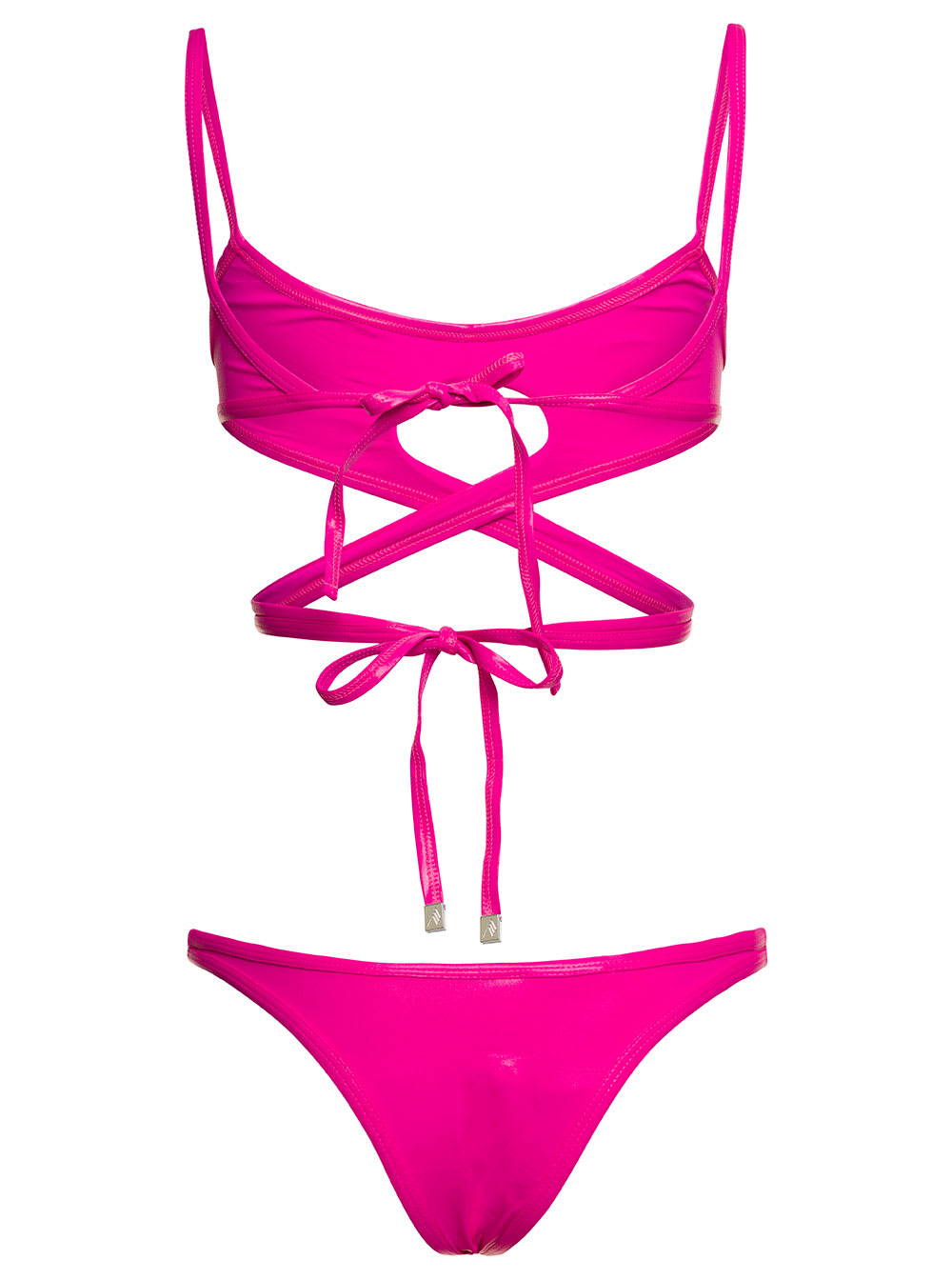 Shop Attico Cut-out Wraparound Bikini Set In Fuchsia Technical Fabric Woman In Pink