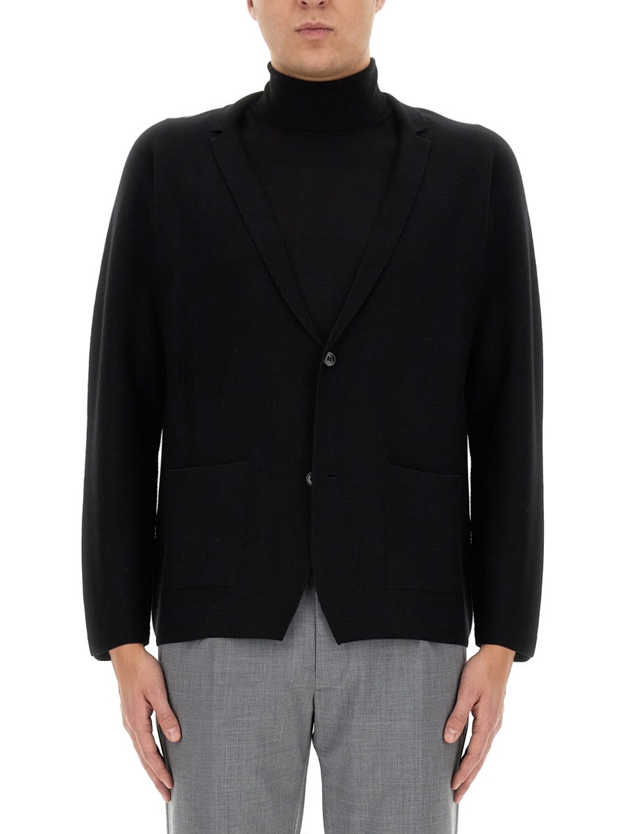Shop Lardini Knitted Jacket In Black