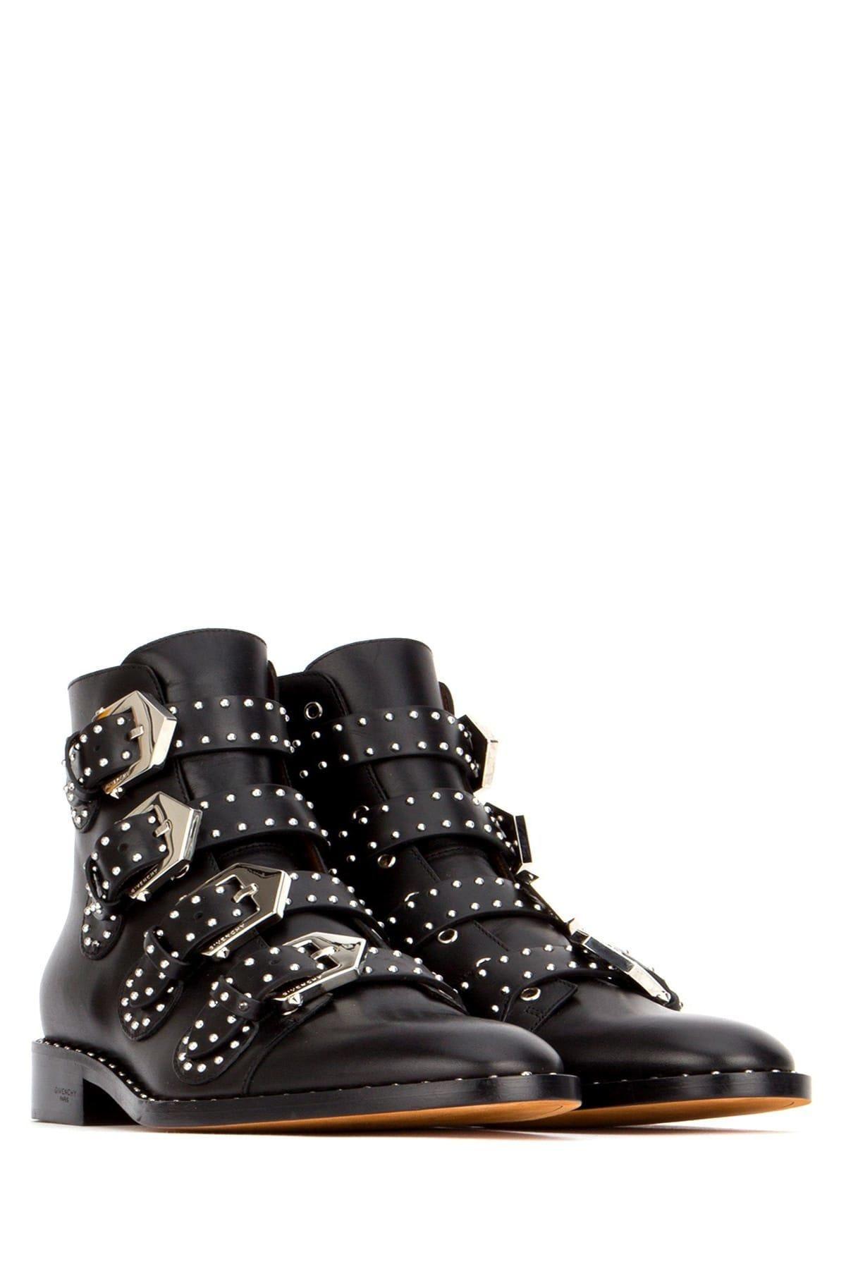 Shop Givenchy Black Leather Ankle Boots In Nero
