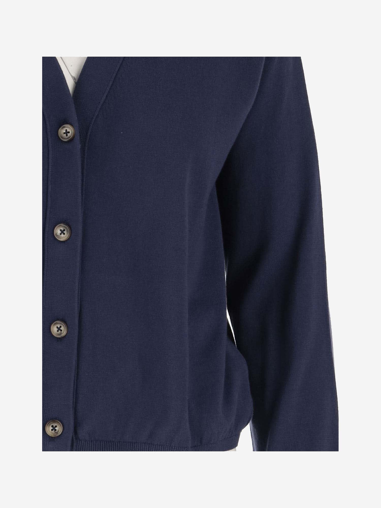 Shop Oliver Lattughi Cotton Cardigan In Blue