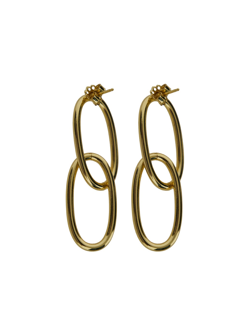 Shop Federica Tosi New Bolt Earrings With Intertwined Hoops In 18k Gold Plated Brass Woman In Metallic