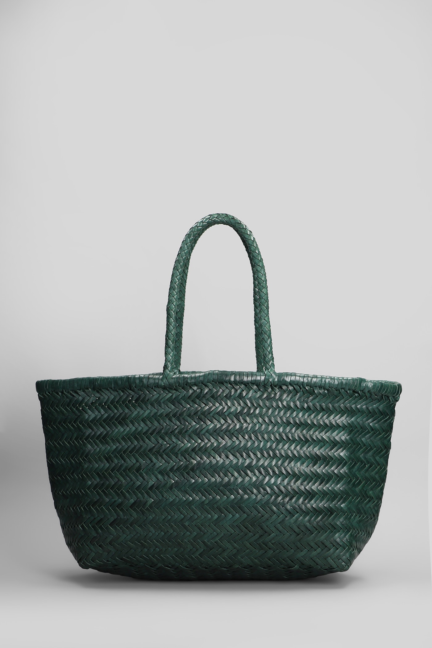 Bamboo Triple Jump Tote In Green Leather