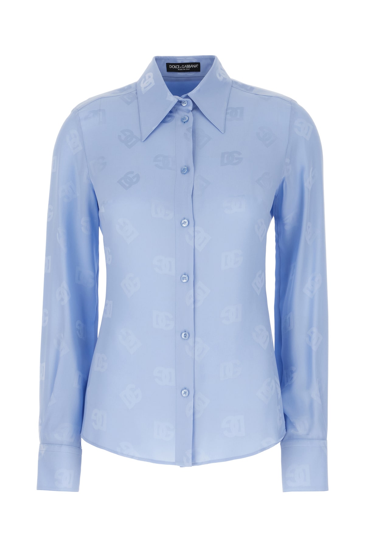 Dolce & Gabbana Light-blue Silk Blouse In Glicine