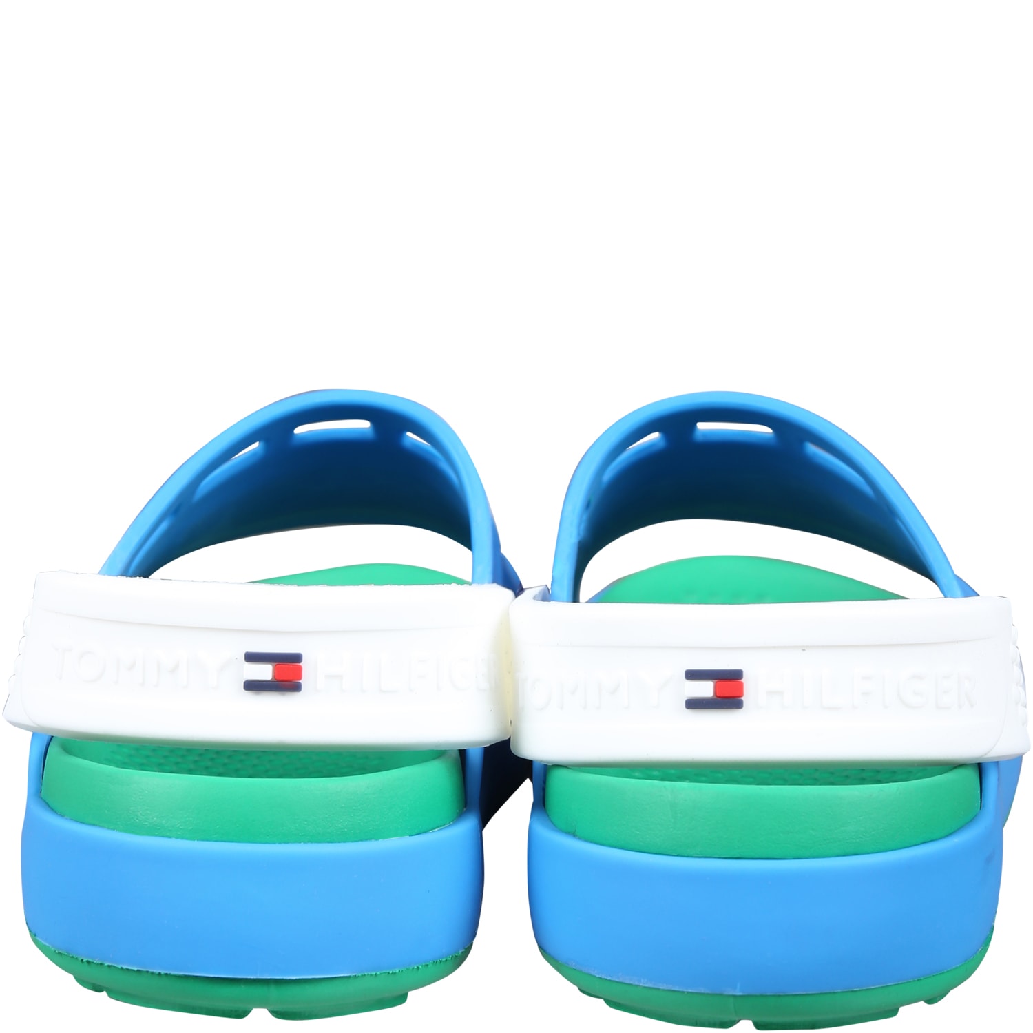 Shop Tommy Hilfiger Light Blue Sandals For Boy With Flag