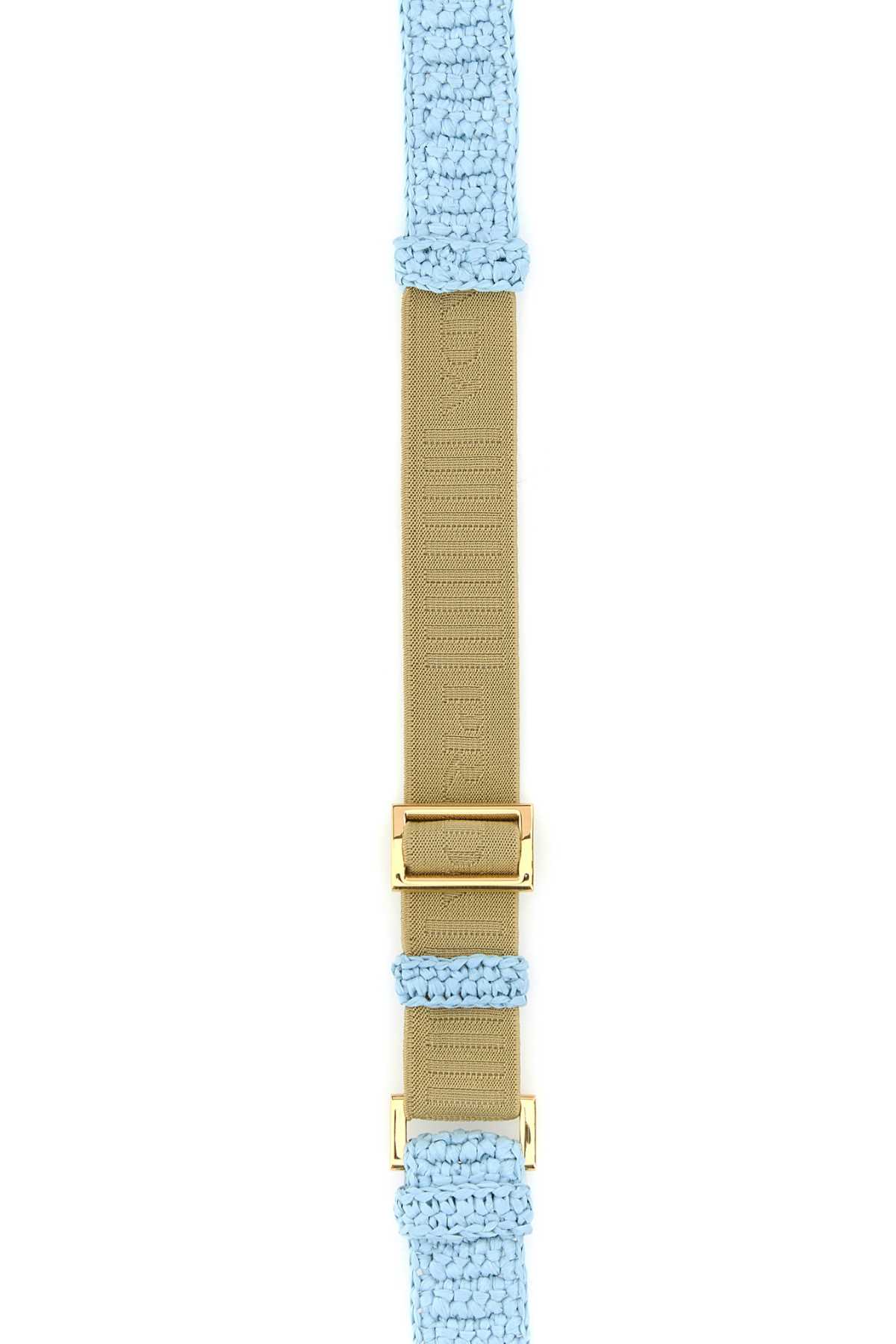 Shop Prada Light Blue Raffia Belt In Cielo