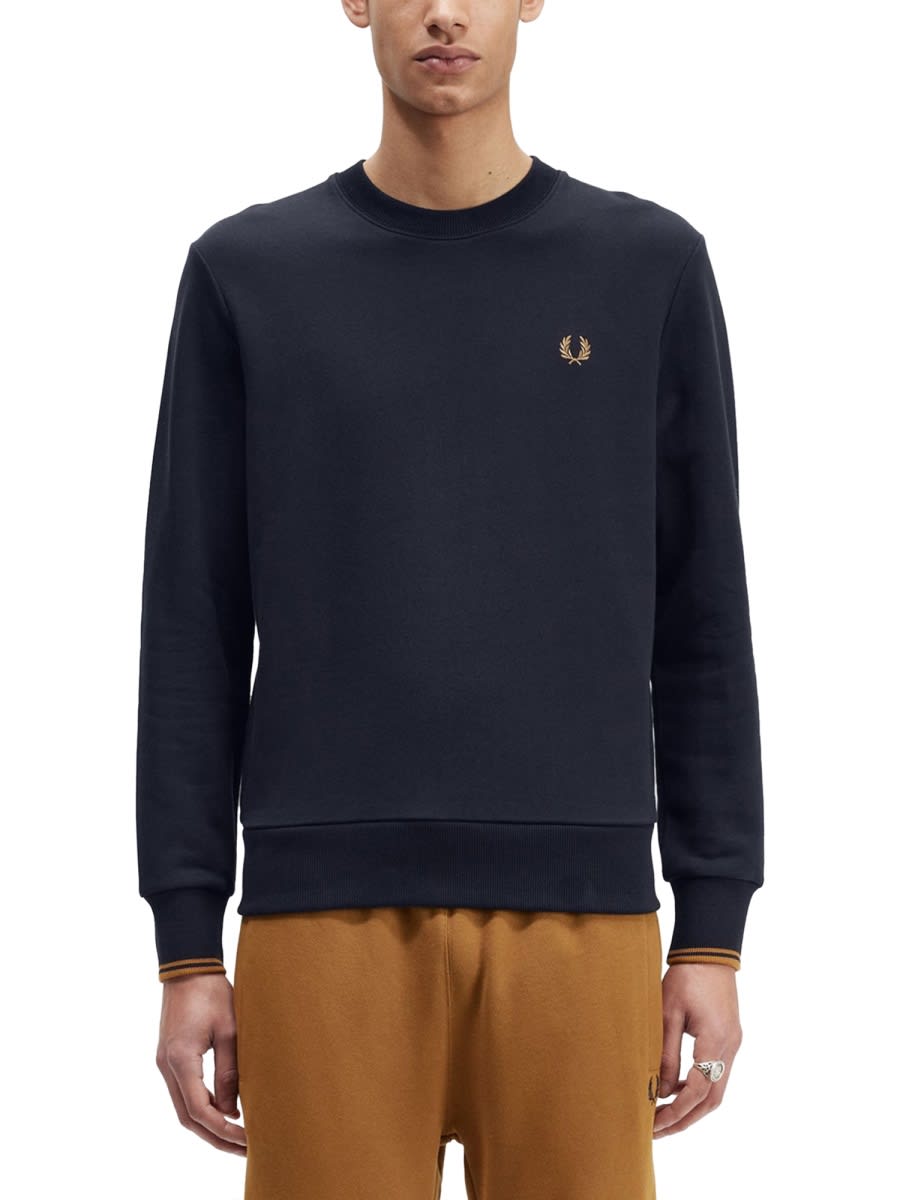 Shop Fred Perry Sweatshirt With Logo Embroidery In Blue