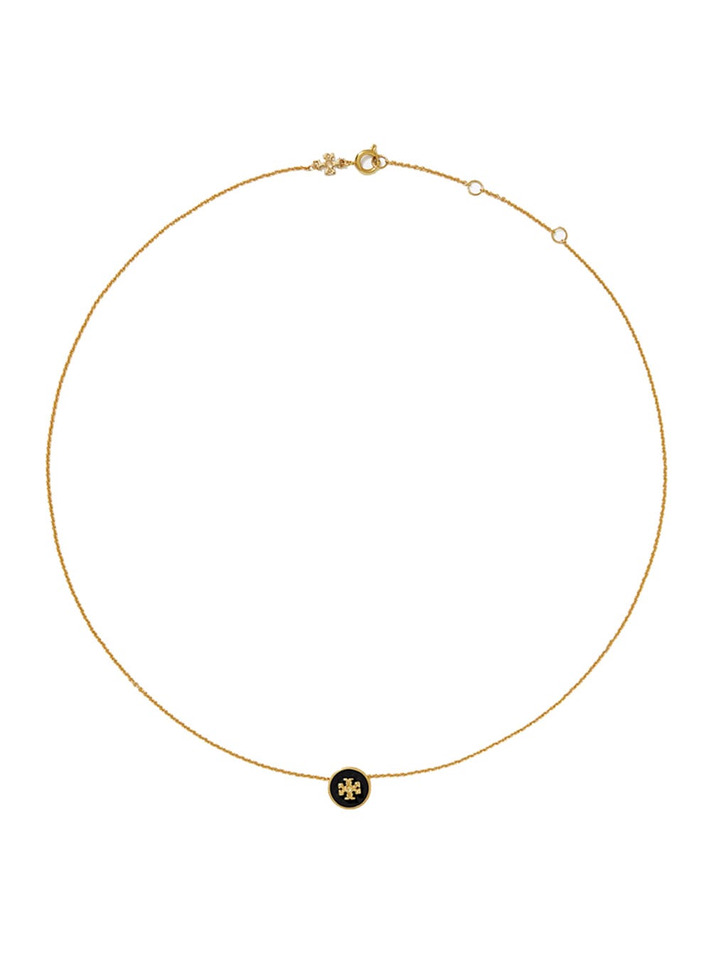 Tory Burch Kira Metallic Necklace With Logo Pendant And Chain-link Detail On Brass Blend Woman In Brown