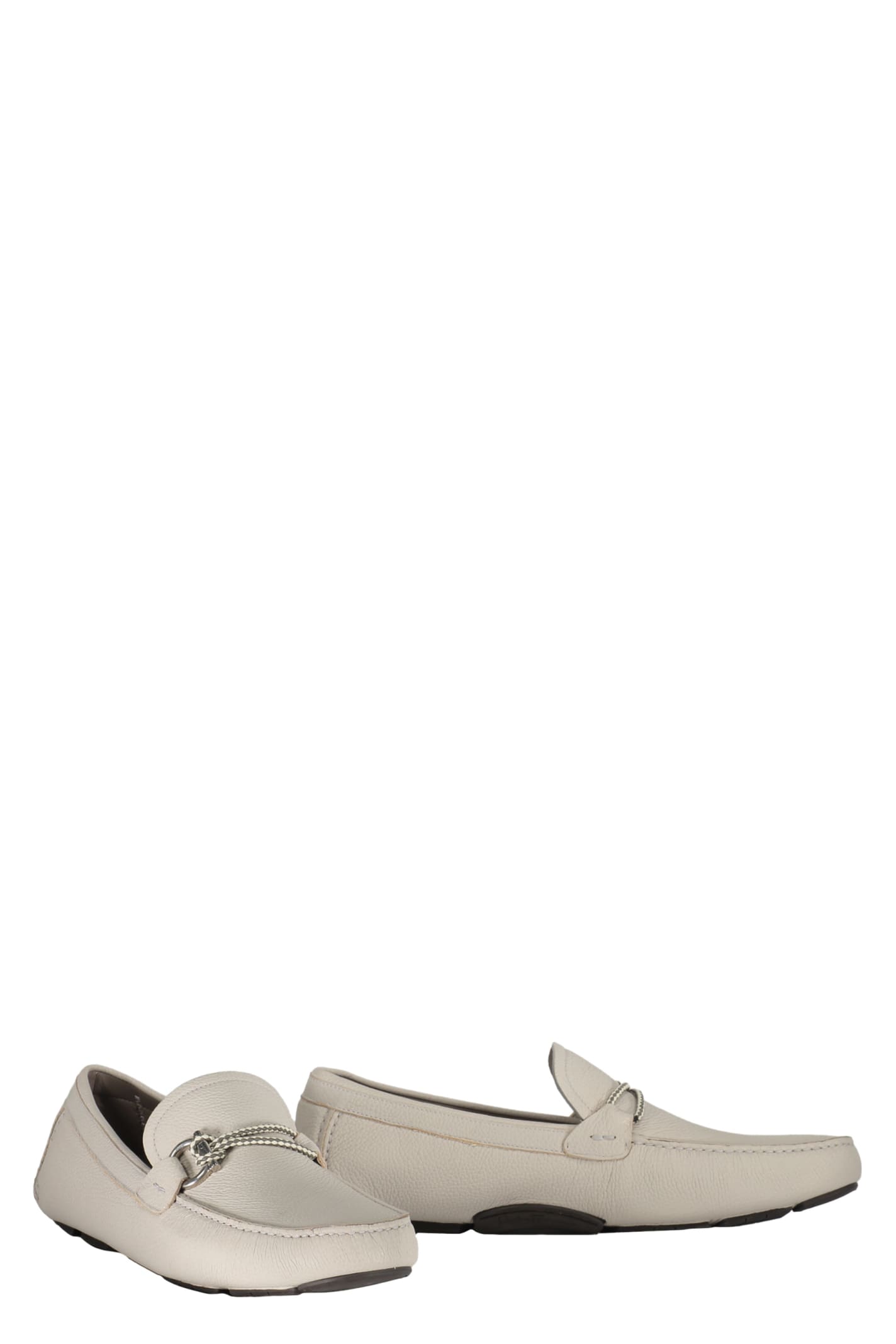 Shop Ferragamo Leather Loafers In Turtledove