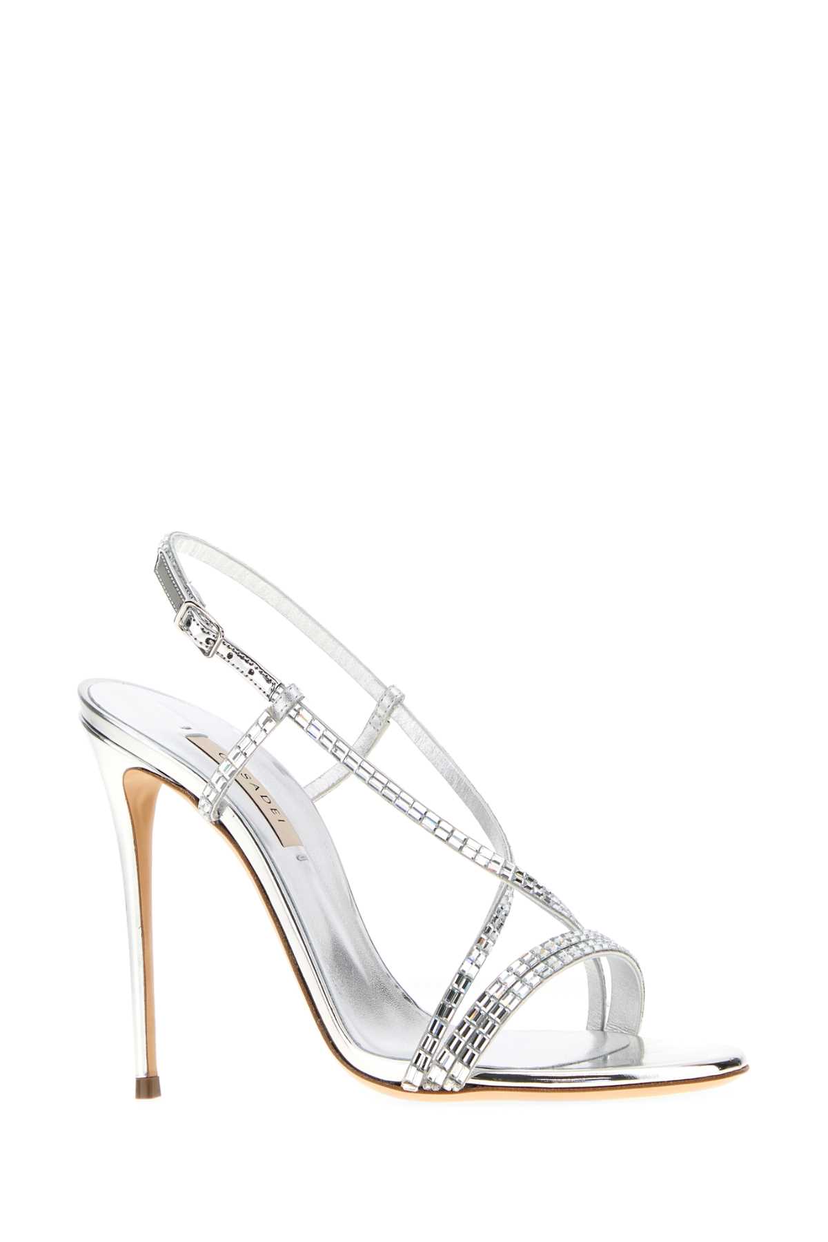 Casadei Embellished Fabric Starsway Sandals In Silver