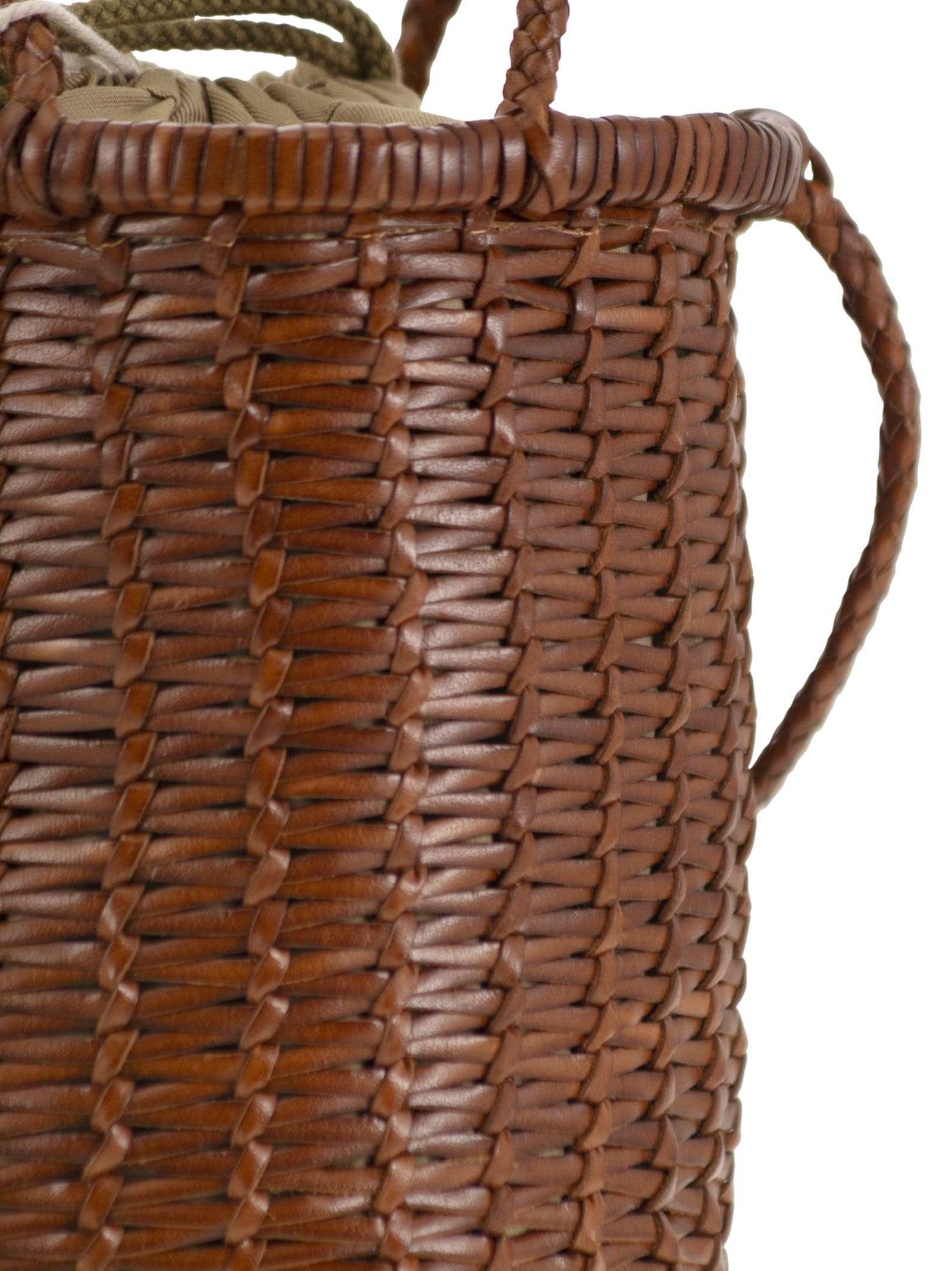Dragon Diffusion Woven Bucket Bag Crossbody Strap In Brown