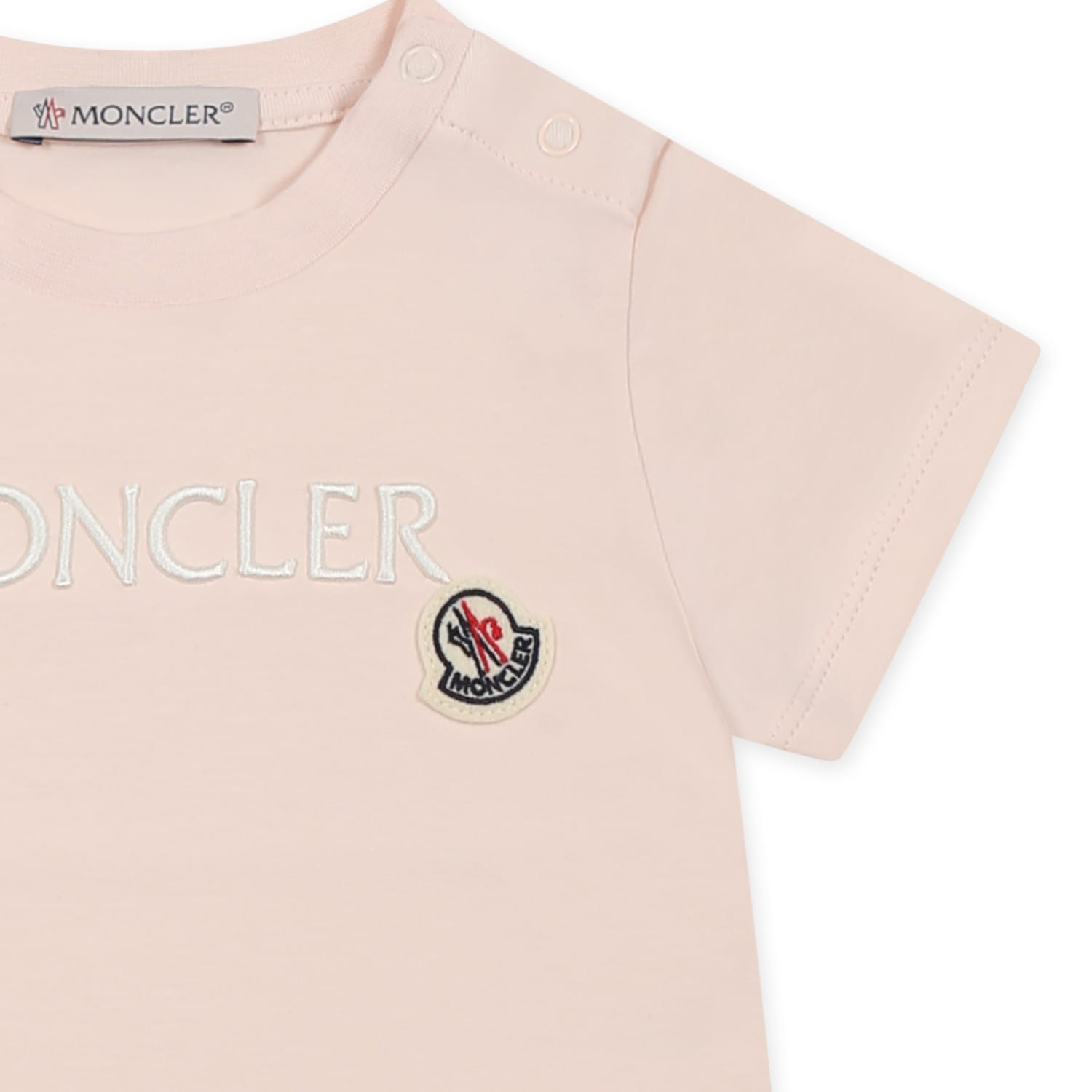 MONCLER PINK T-SHIRT FOR BABY GIRL WITH LOGO