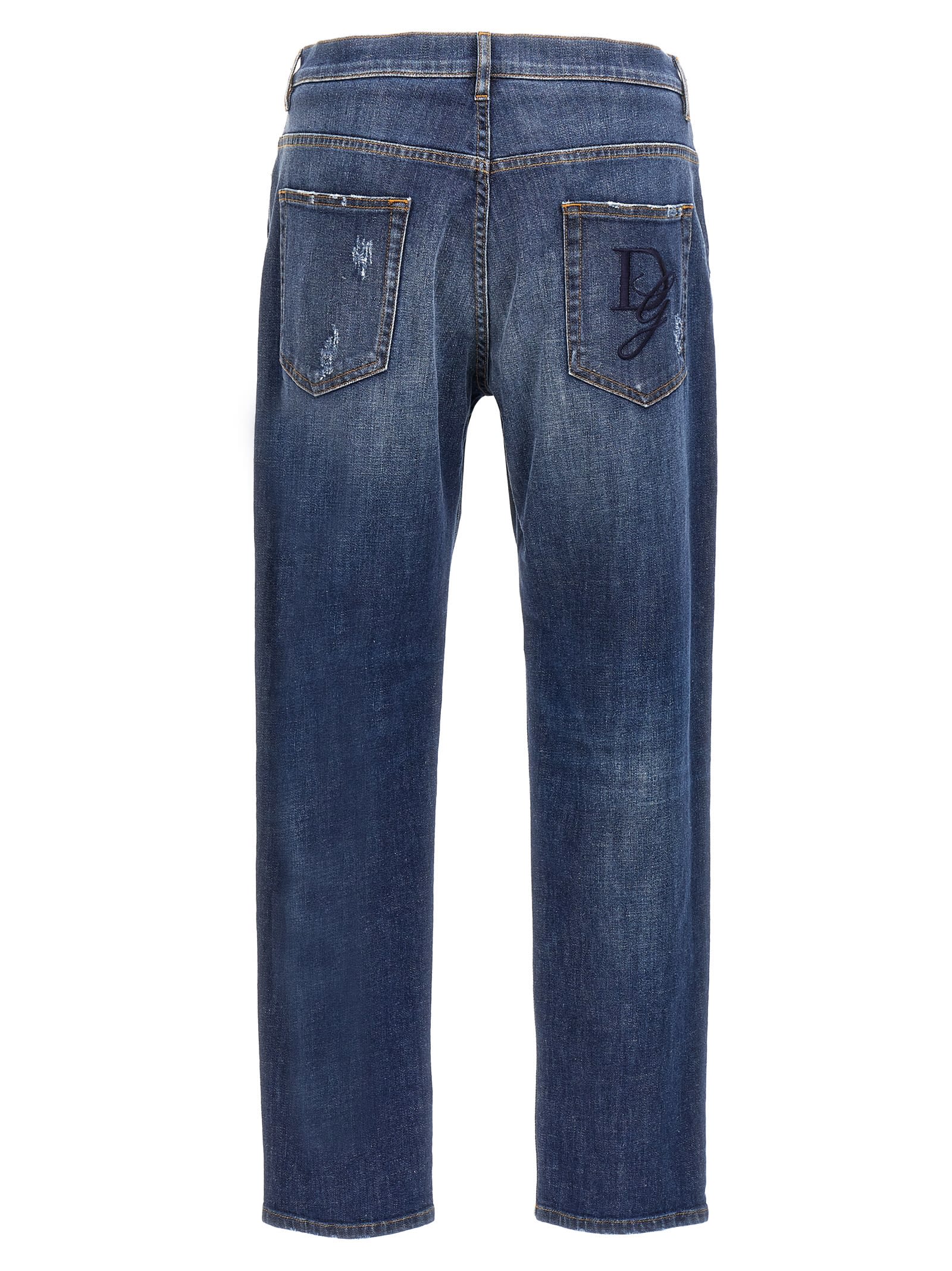 Shop Dolce & Gabbana Logo Embroidery Jeans In Blue