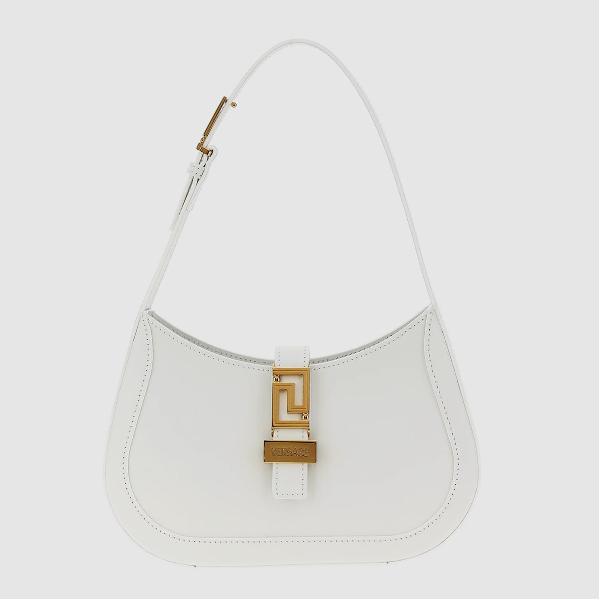 Versace White Leather Greca Goddess Shoulder Bag