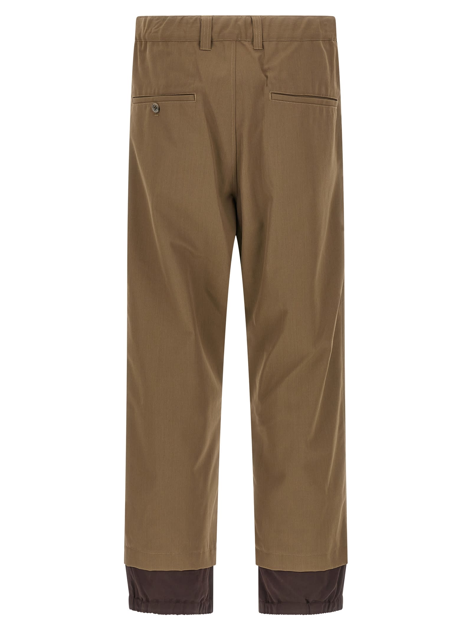 Miharayasuhiro Mix Layered Wool Gabardine Pants In Brown