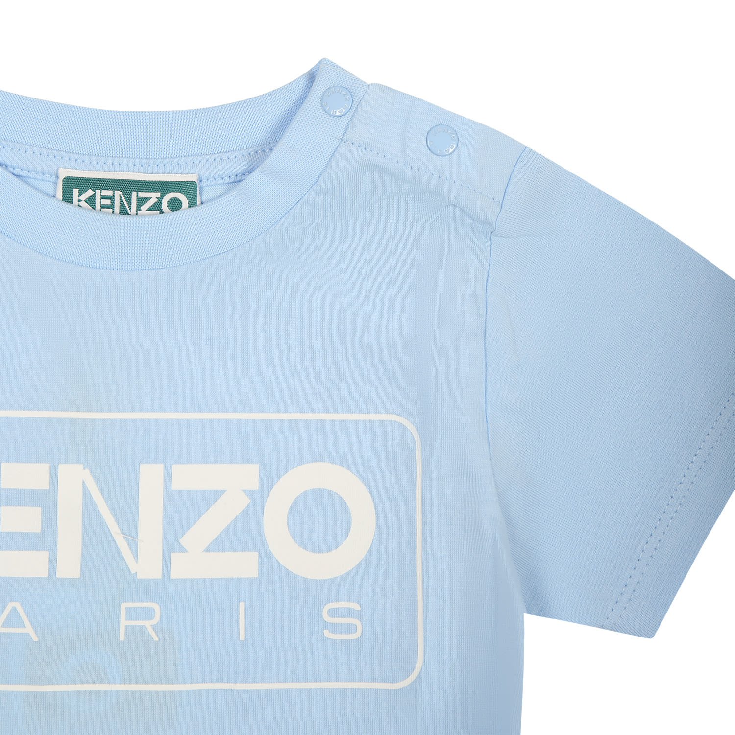 Shop Kenzo Light Blue T-shirt For Baby Boy With Logo