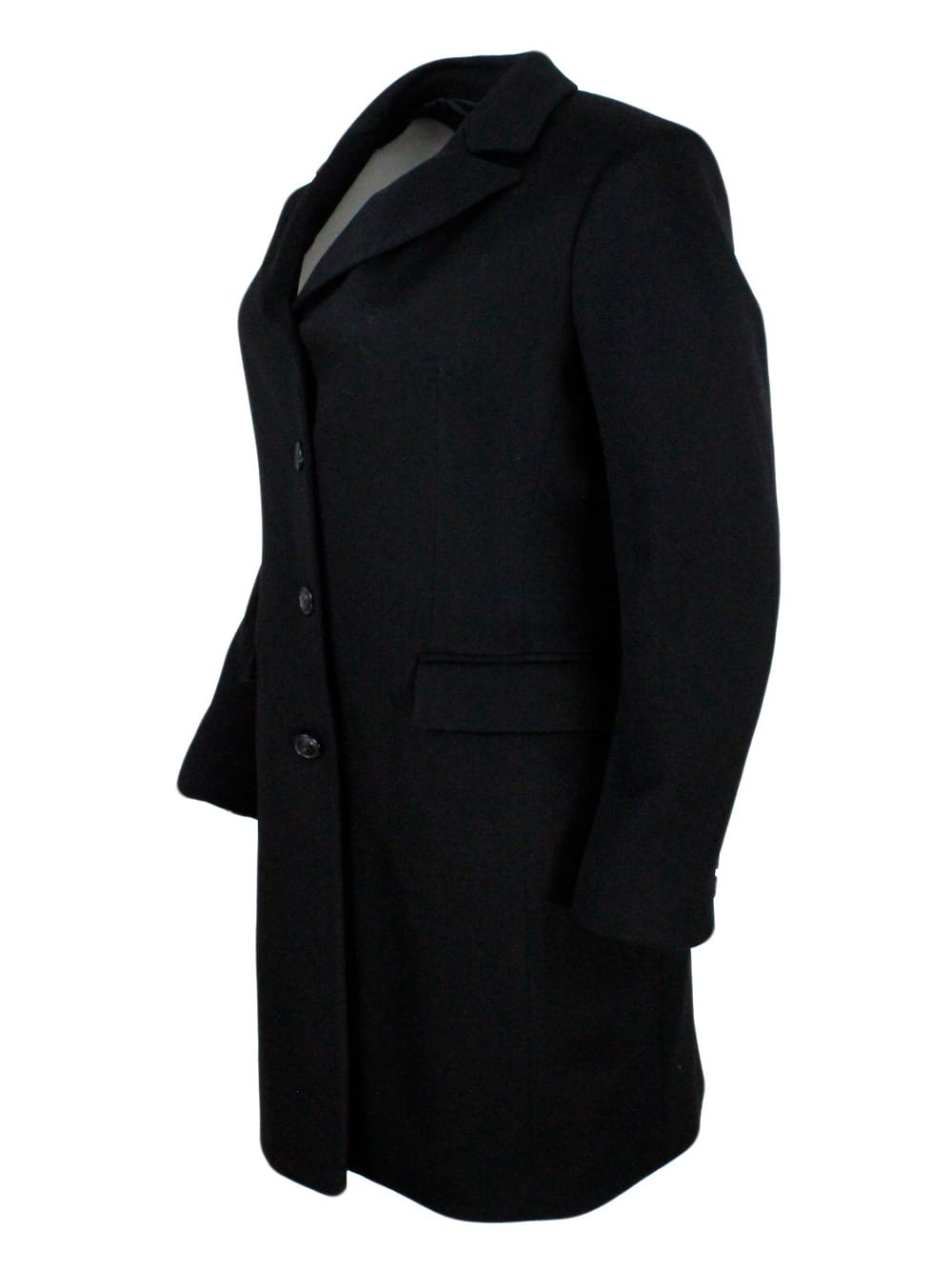 Shop Barba Napoli Single-breasted Coat Made Of Soft And Precious Cashmere With Flap Pockets And Button Closure. Matchi In Black