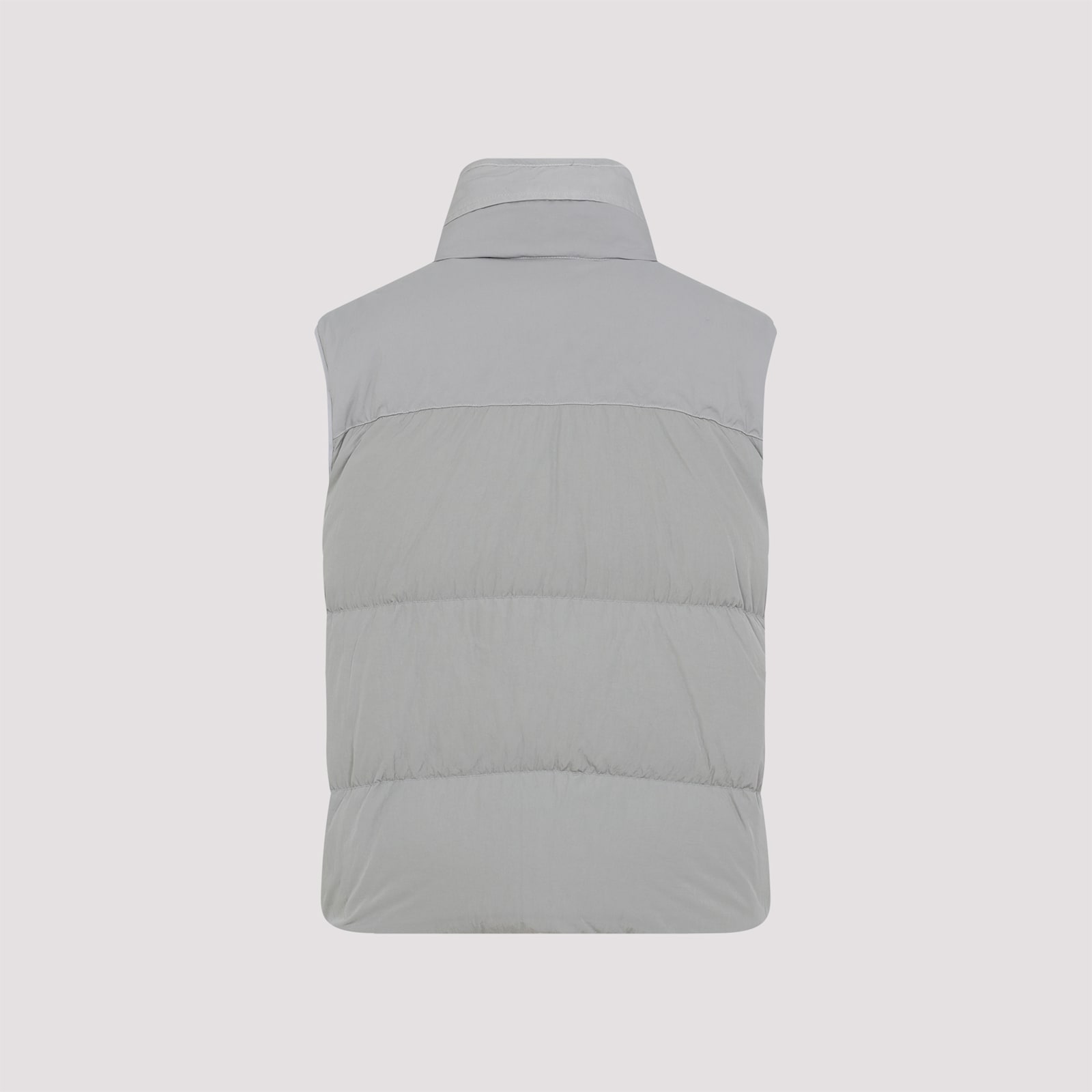 C.p. Company Padded Grey Waistcoat With Quilted Design In Gray