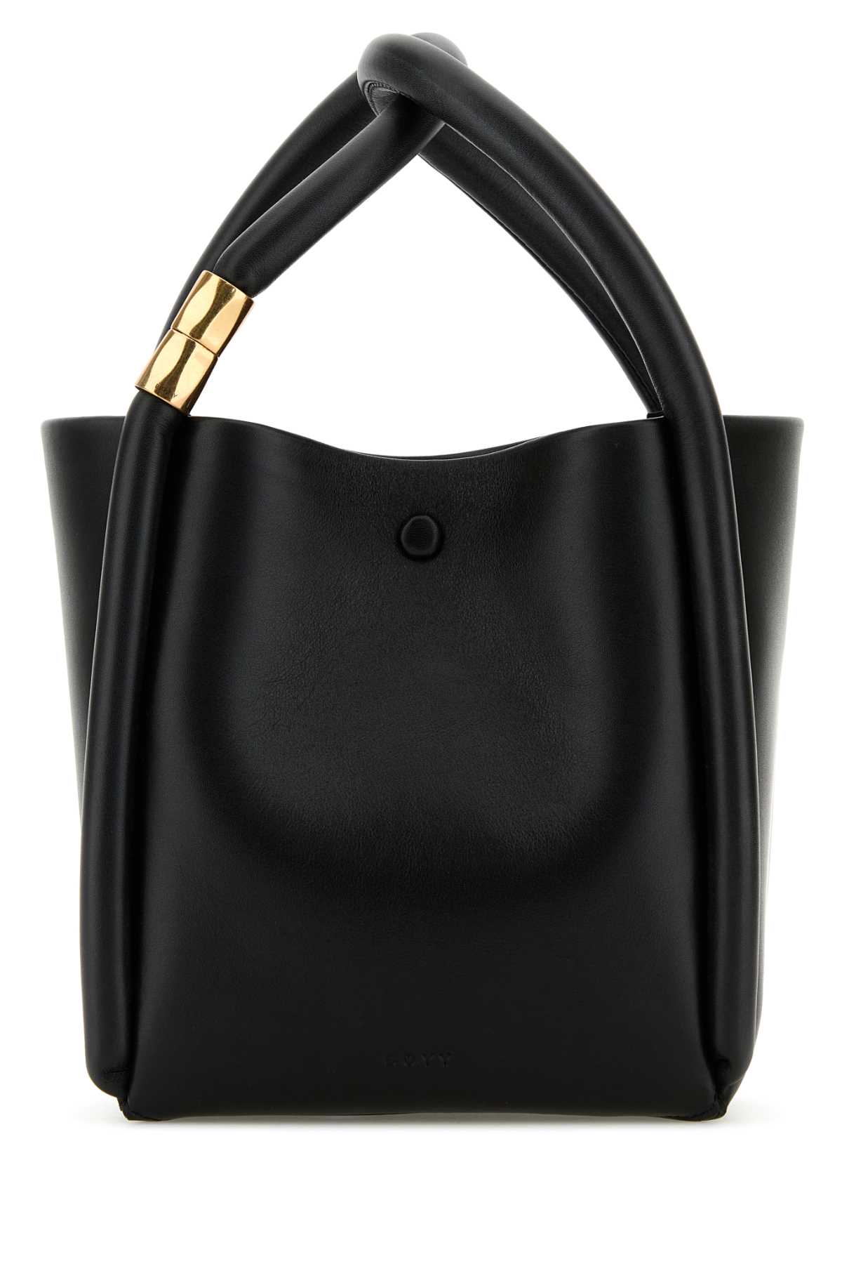 Black Leather Lotus 14 Handbag