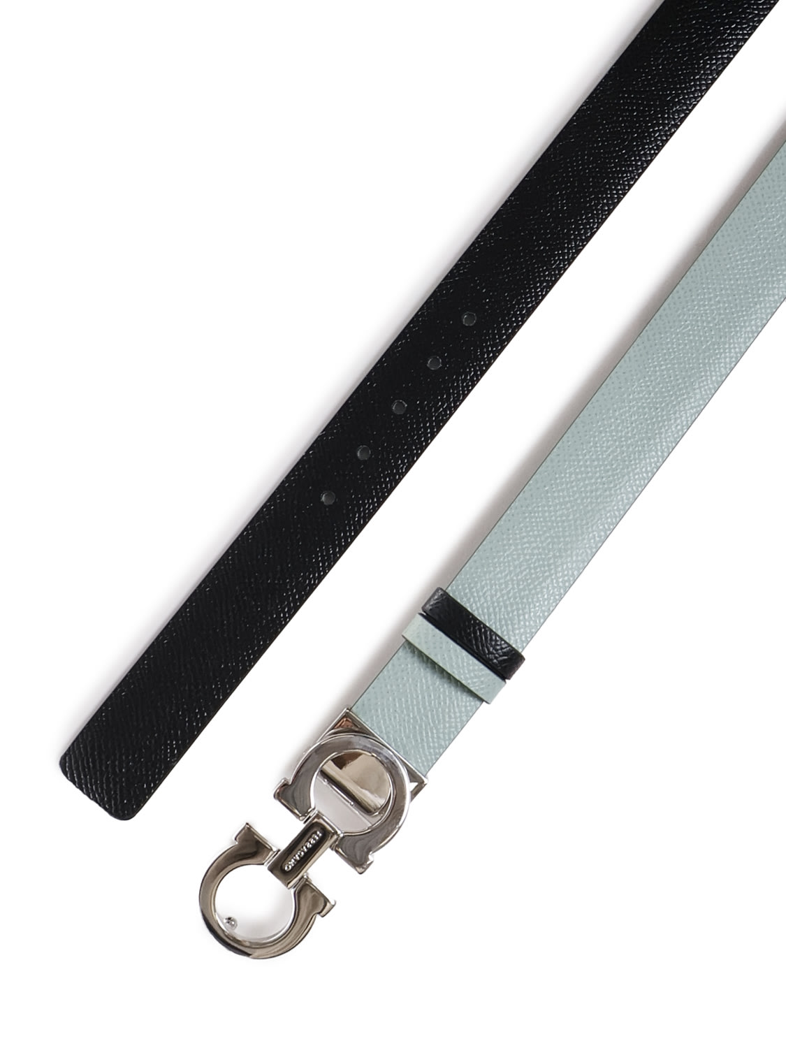 Shop Ferragamo Reversible Leather Belt In Green, Black