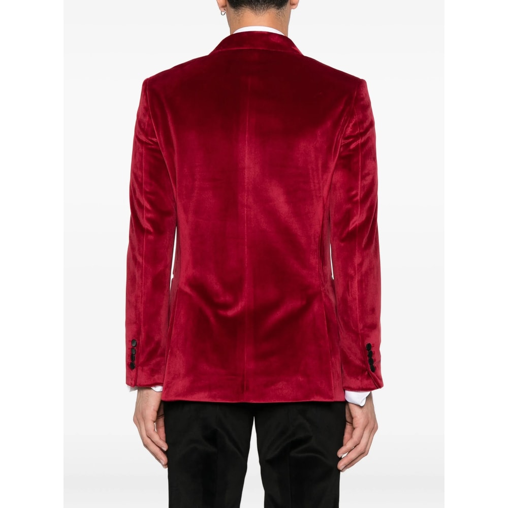 Reveres 1949 Velvet Double-breasted Jacket In Red