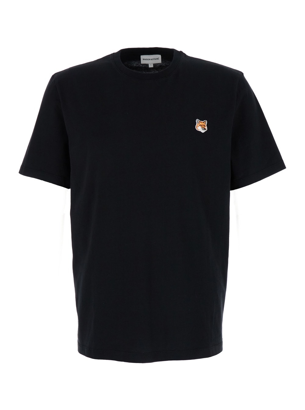 Maison Kitsuné Black T-shirt With Fox Head Patch In Cotton Man