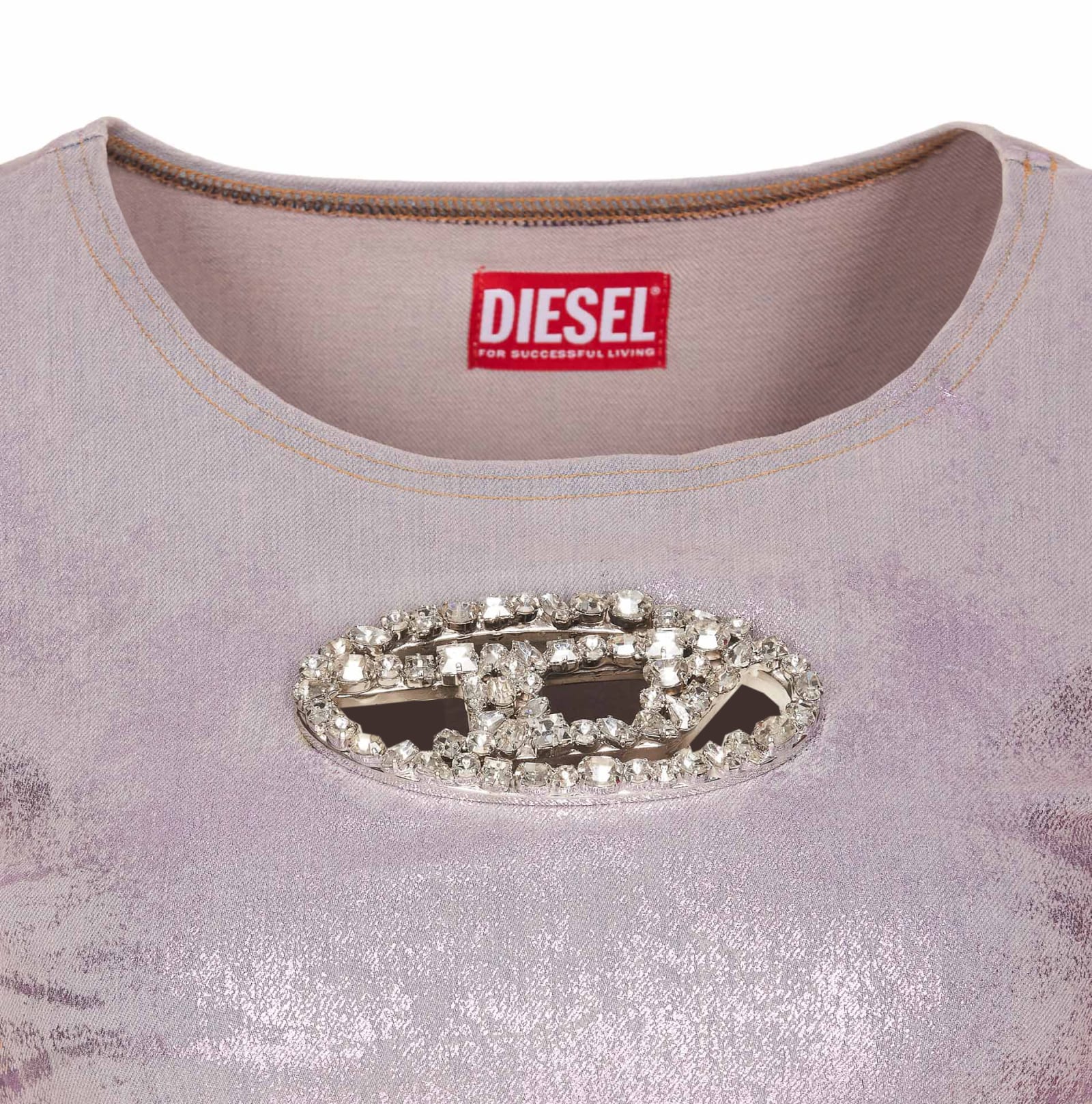 Shop Diesel De-top1- Fse Crystal Logo Top In Pink