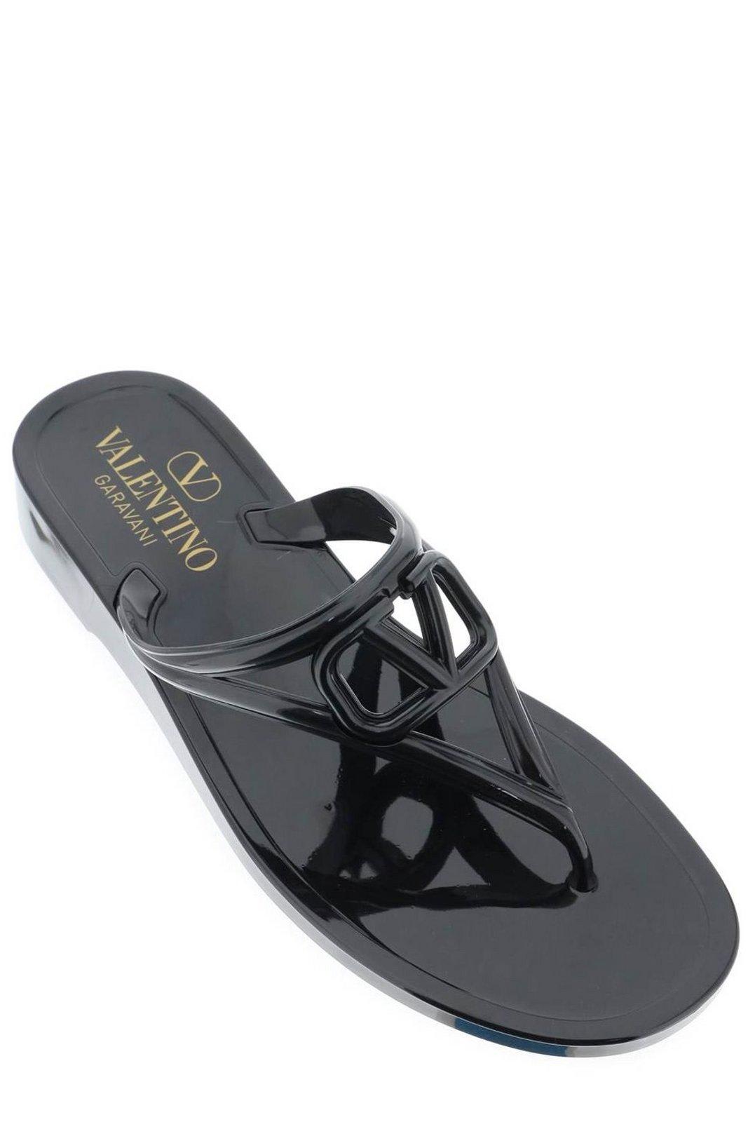 Shop Valentino Vlogo Signature Slip-on Flip Flops In Black
