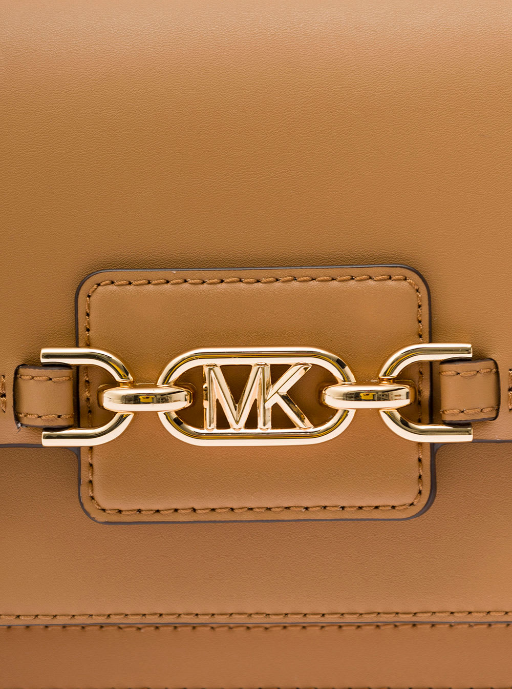 Shop Michael Michael Kors Heather Medium Beige Shoulder Bag With Mk Logo In Smooth Leather Woman