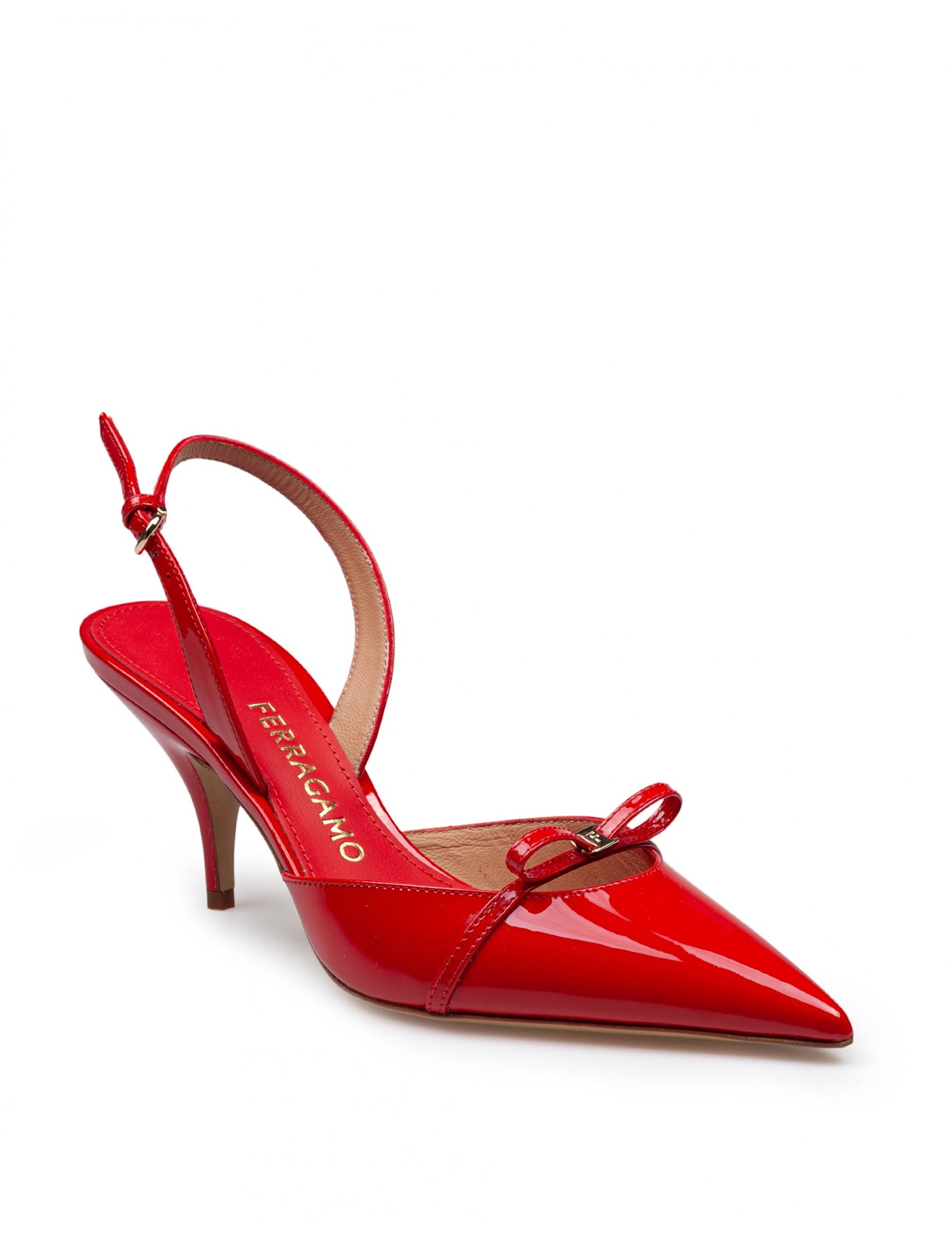 Ferragamo Mini Bow Red Patent Sling-back Pumps