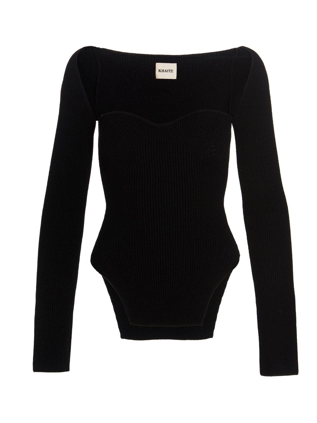Shop Khaite Maddy Sculpted Knitted Top In Black
