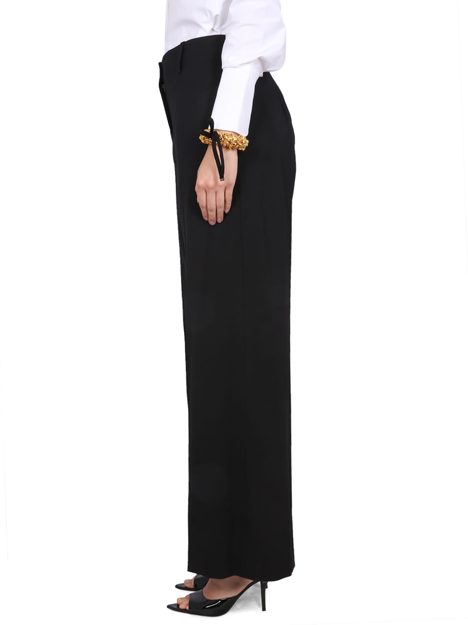 Patou Black Stretch Virgin Wool Trousers In Black