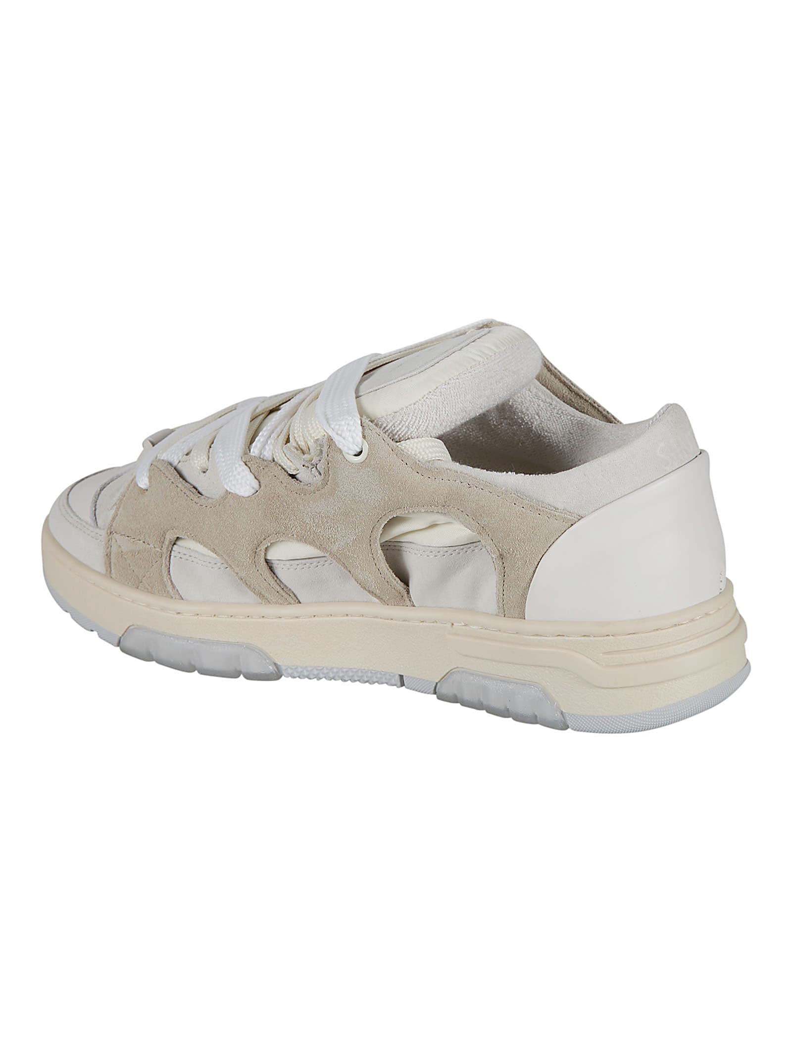 Shop Paura Velvet Logo Sneakers In Cream