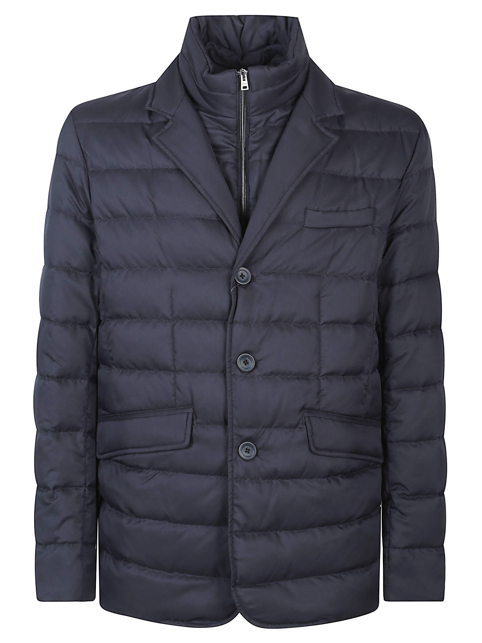 Herno La Giacca Water Resistant Down Blazer With Removable Bib In Blue