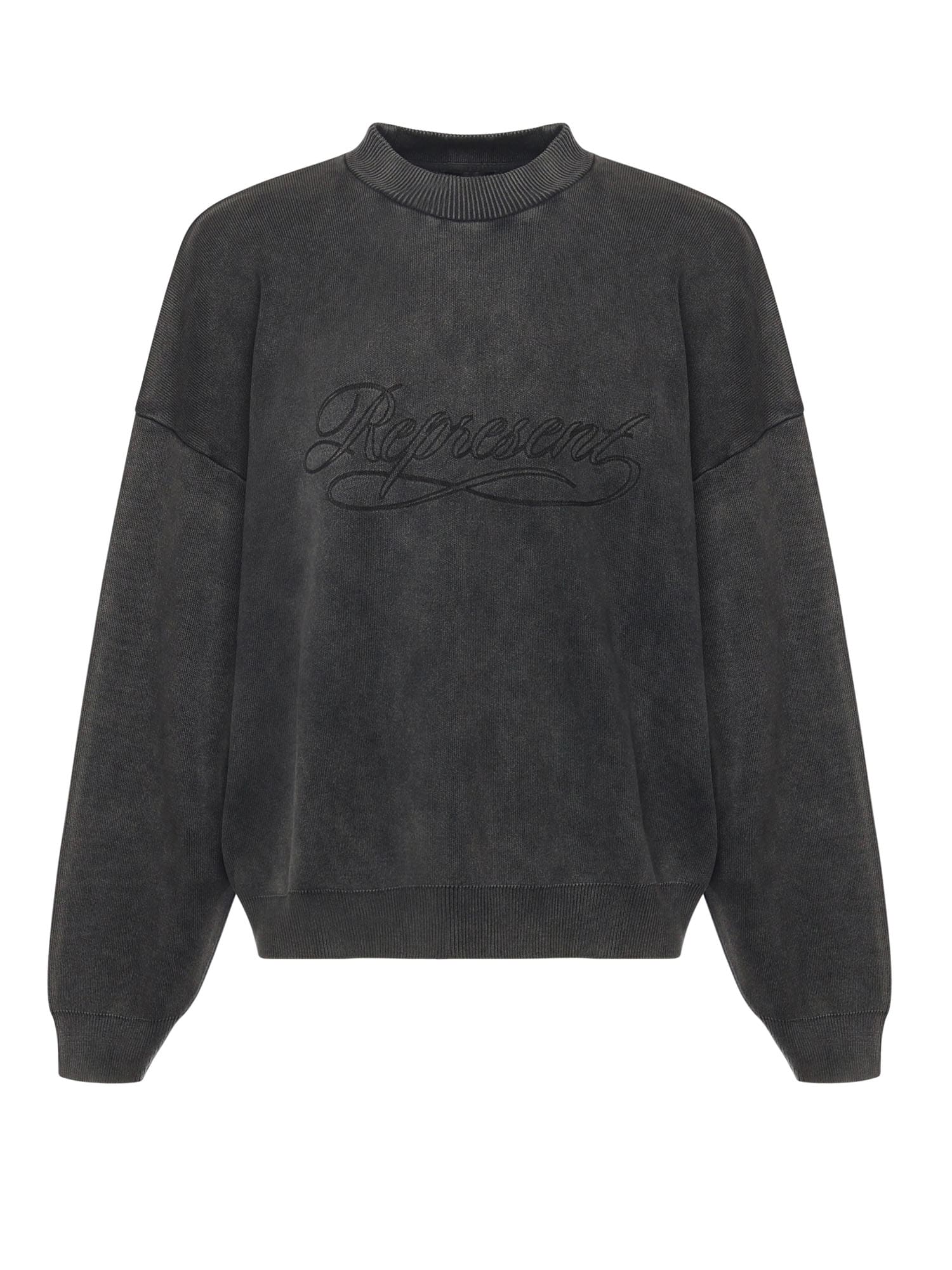 Represent Logo-embroidered Crew-neck Sweatshirt In Gray