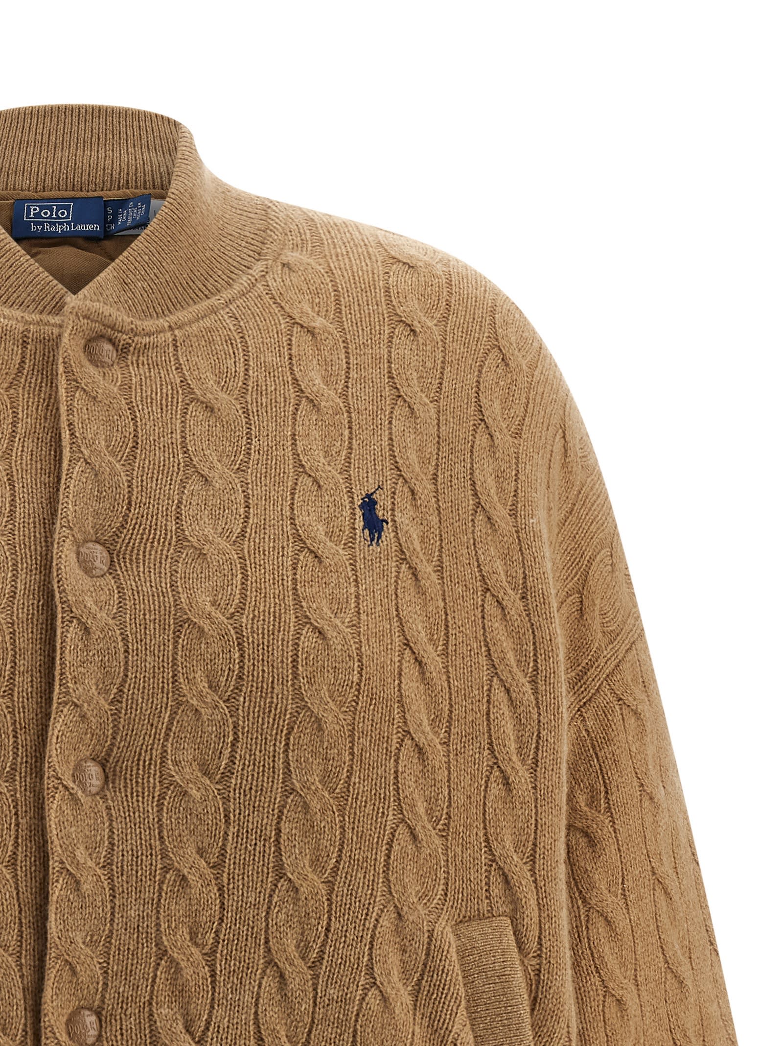 Polo Ralph Lauren Braided Bomber Jacket In Sand