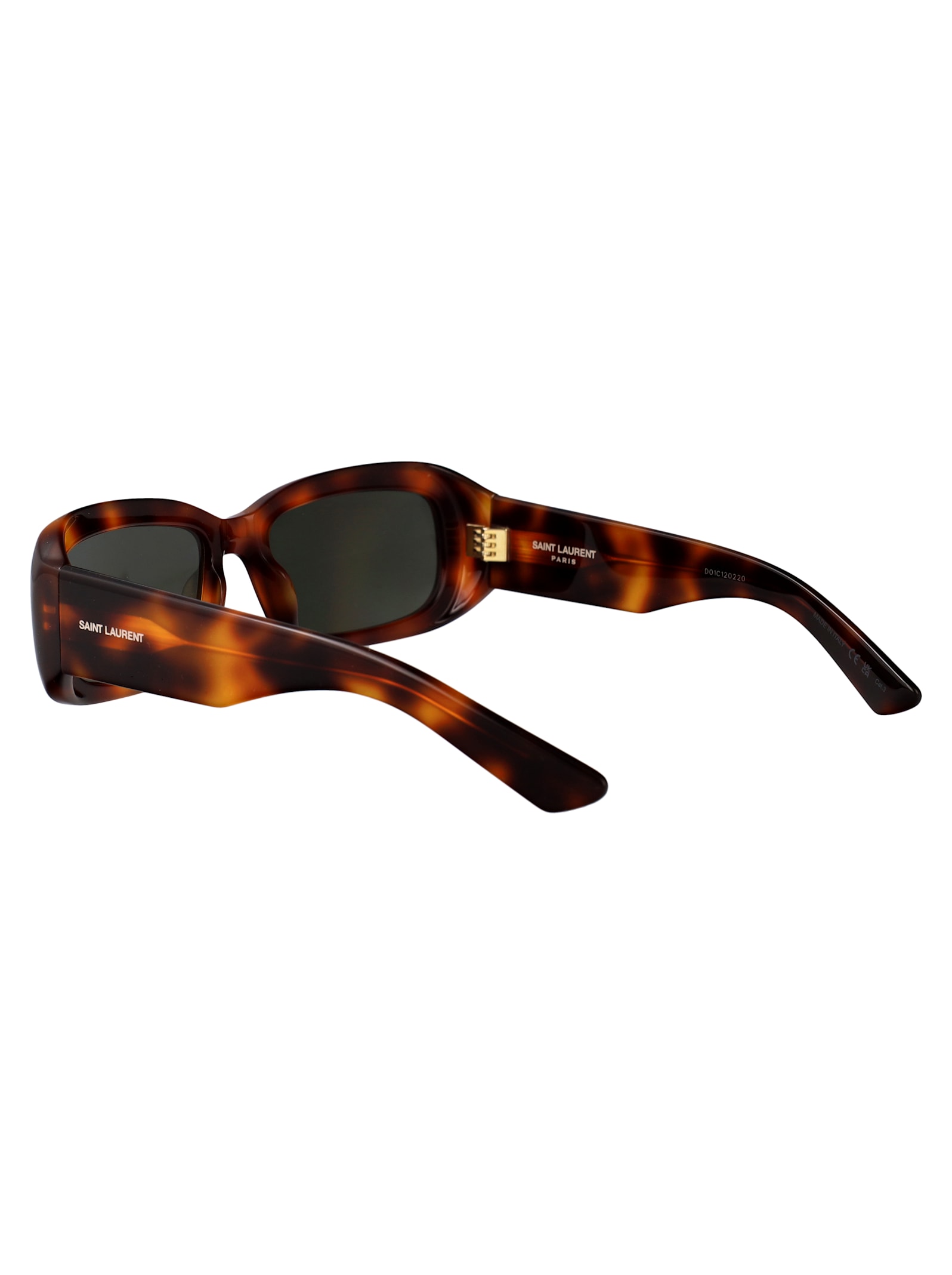 Saint Laurent Havana-havana-grey Recycled Acetate Sunglasses In Brown