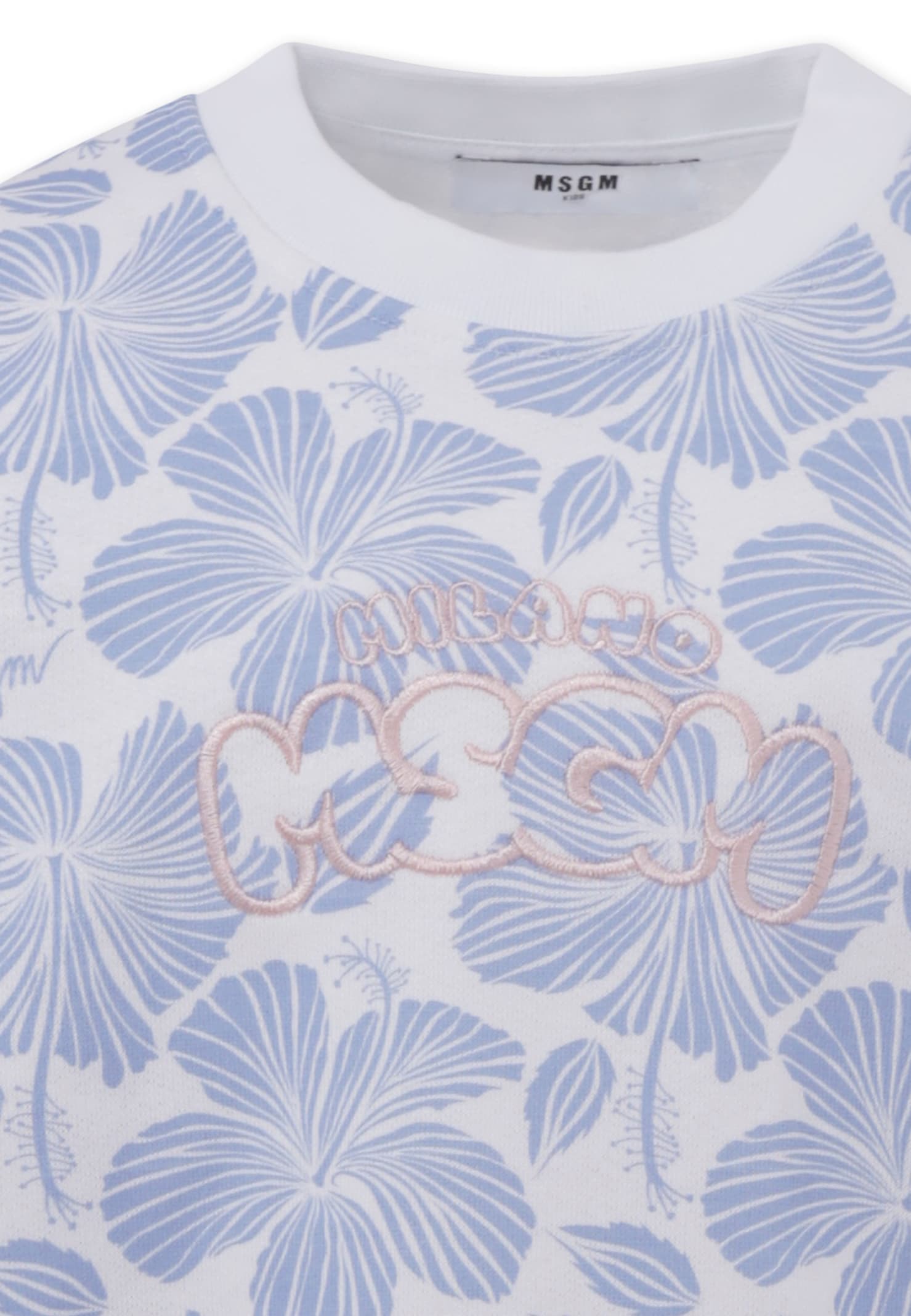 Msgm Floral-print Sweatshirt In Blue