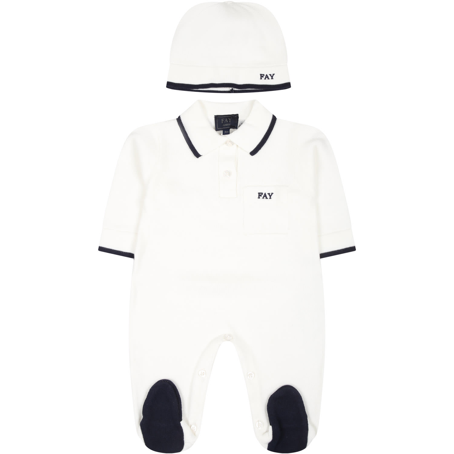 Shop Fay White Set For Baby Boy With Logo