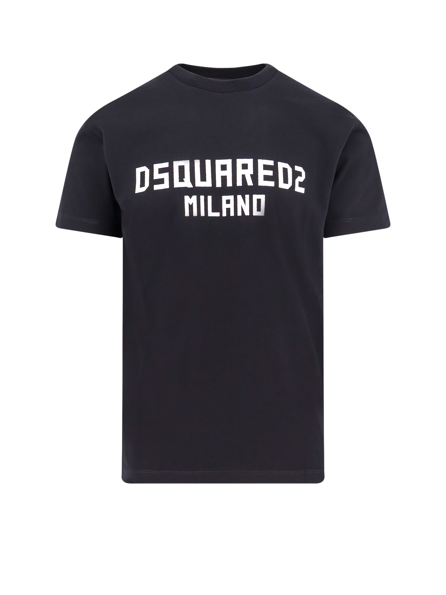 Dsquared2 Black Crewneck T-shirt With Logo Lettering On The Front In Black