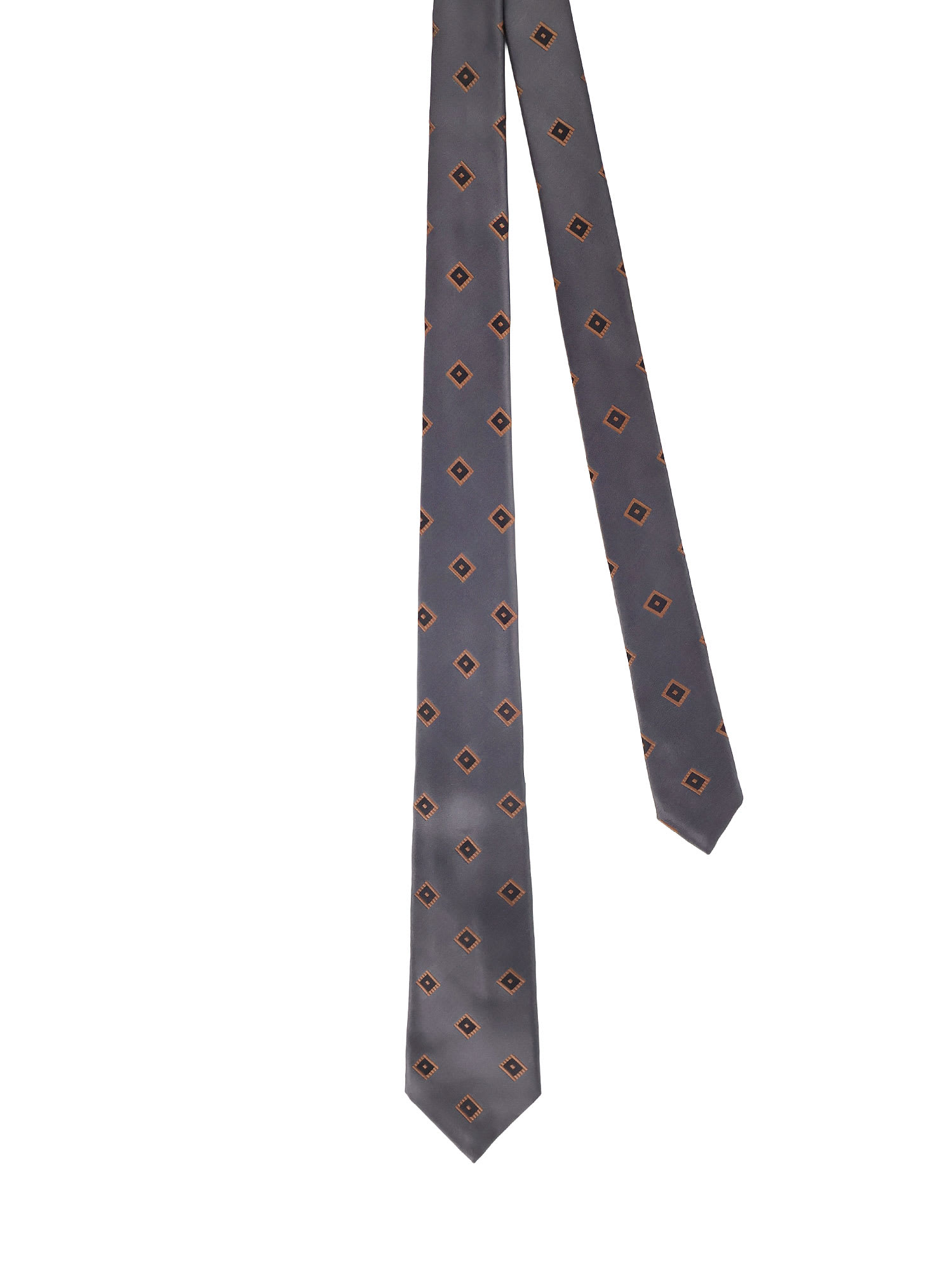 Kiton Diamond-pattern Tie In Gray